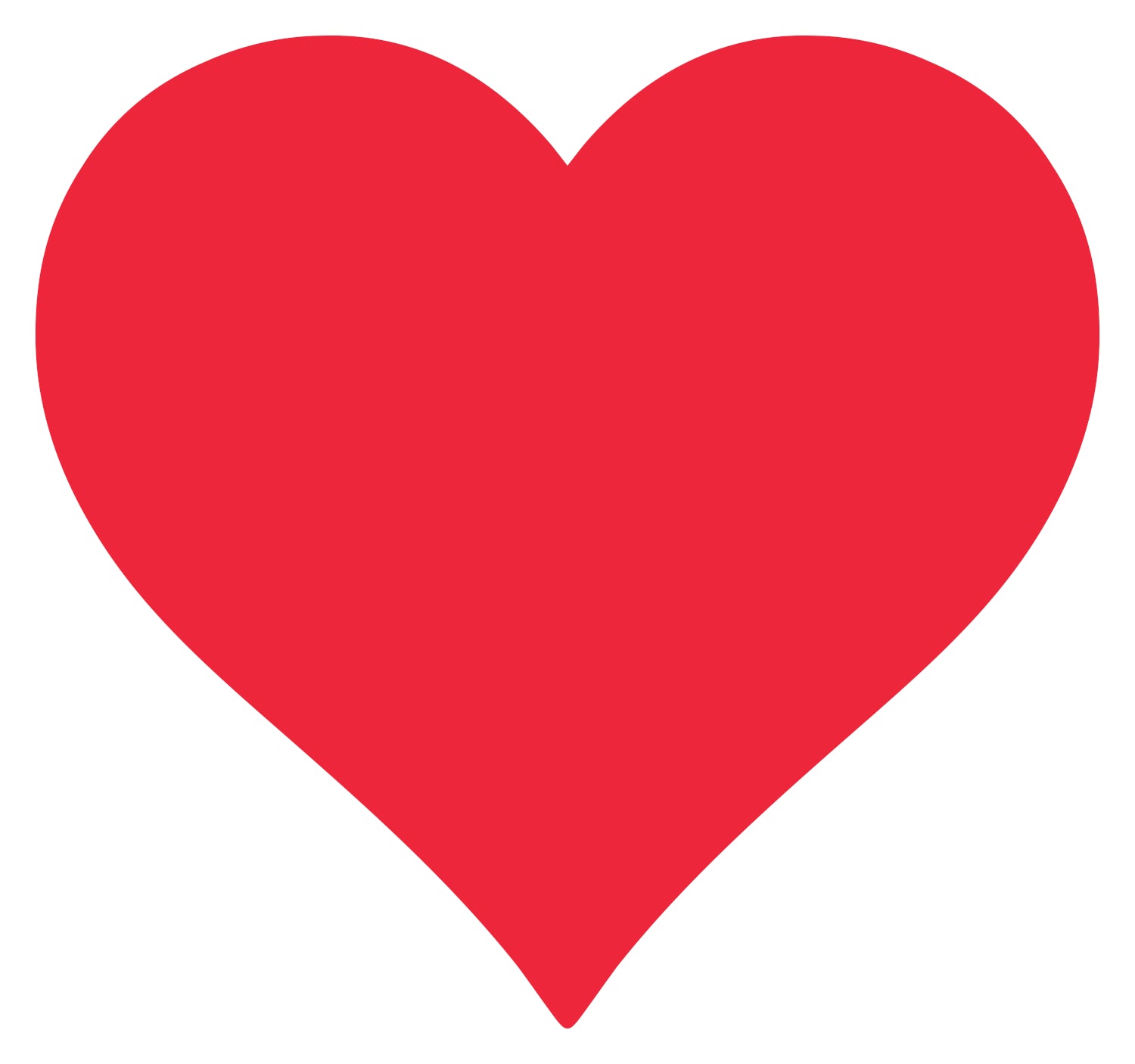 A die-cut paper heart placemat in solid bright red.