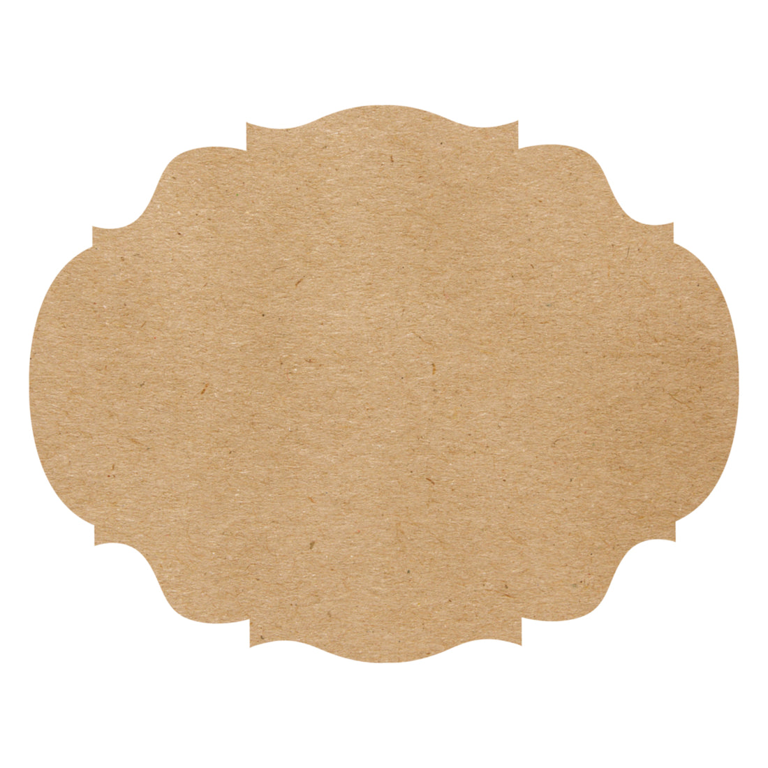 A tan kraft paper placemat with scalloped edge.