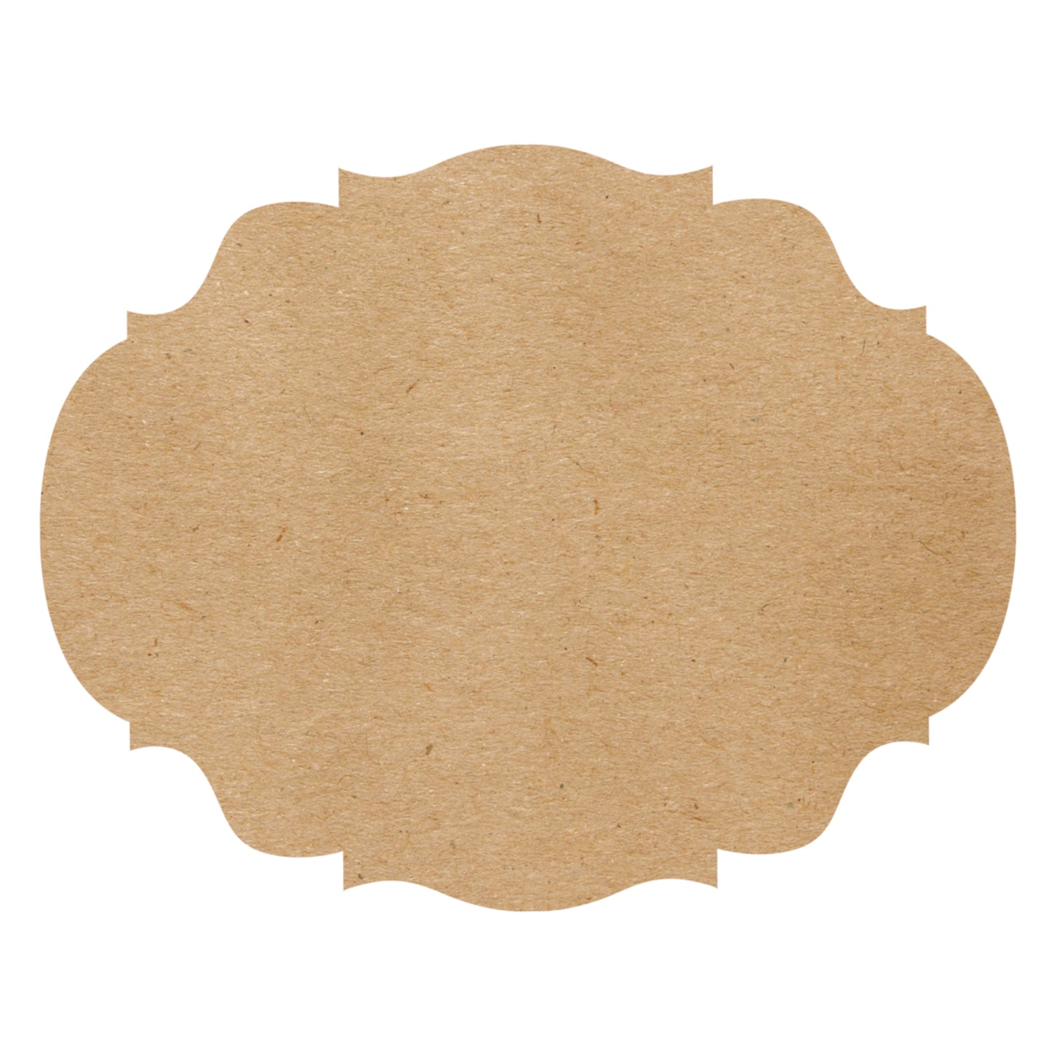 A tan kraft paper placemat with scalloped edge.