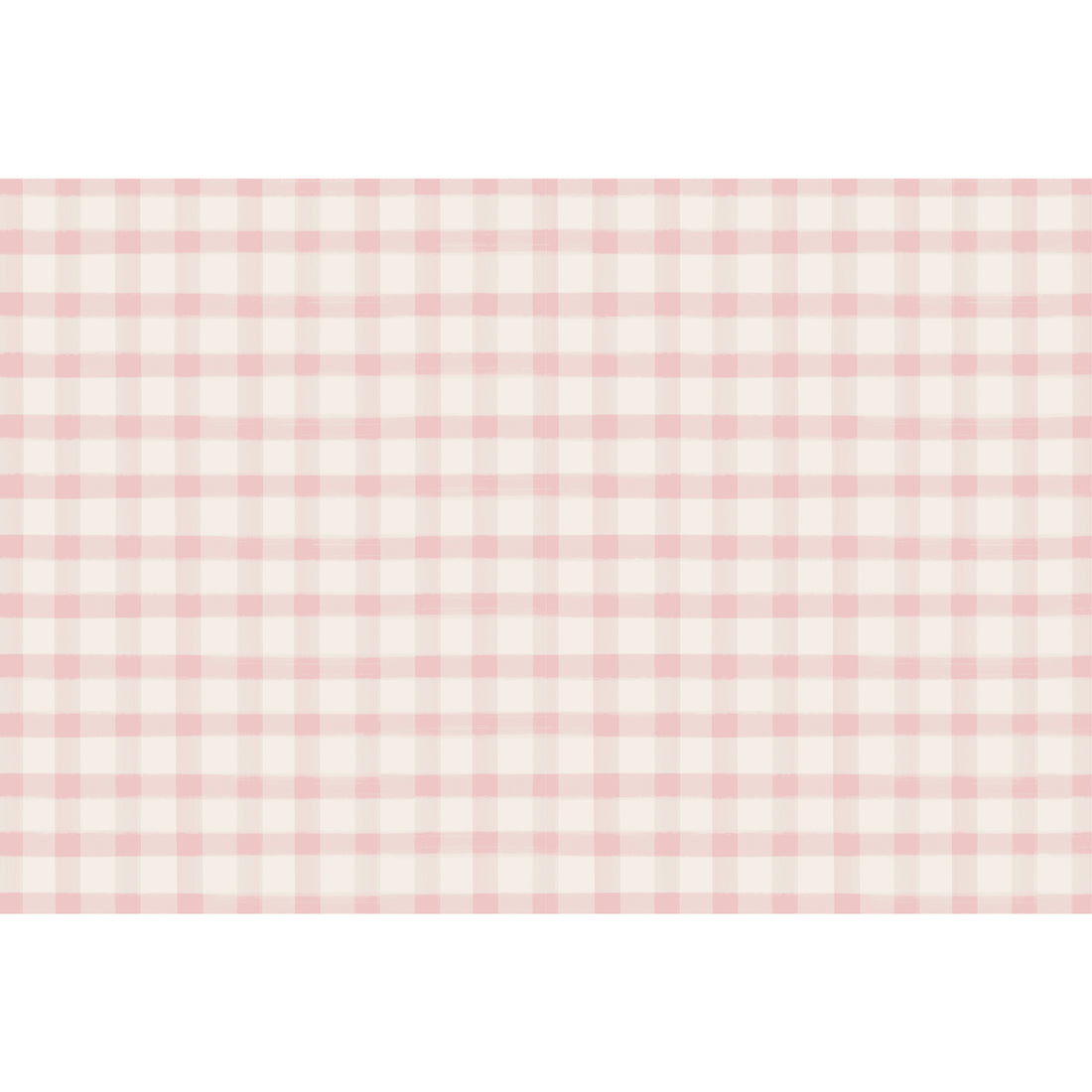 A painted gingham grid check pattern made of light pink lines intersecting at pink squares, on a white background.
