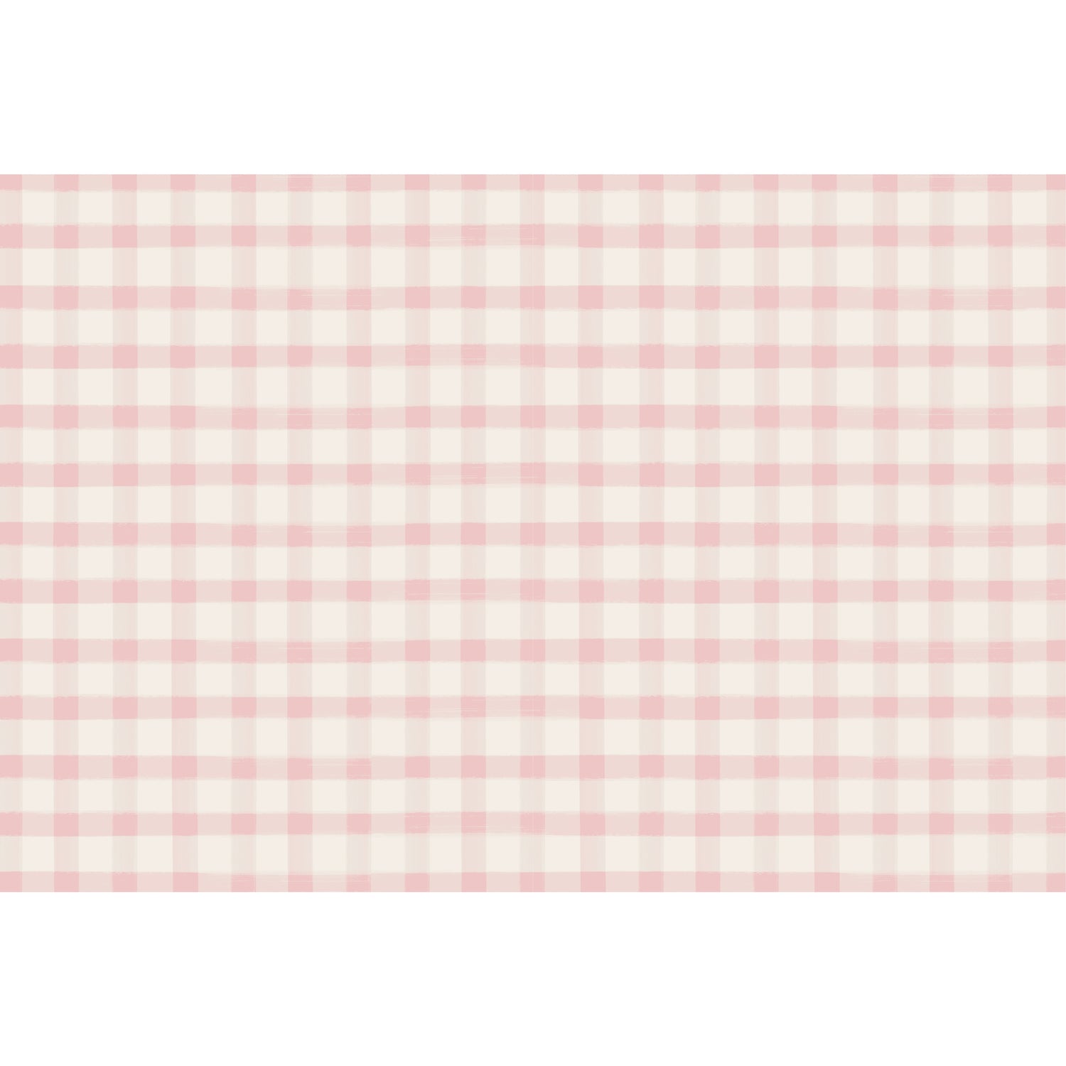 A painted gingham grid check pattern made of light pink lines intersecting at pink squares, on a white background.