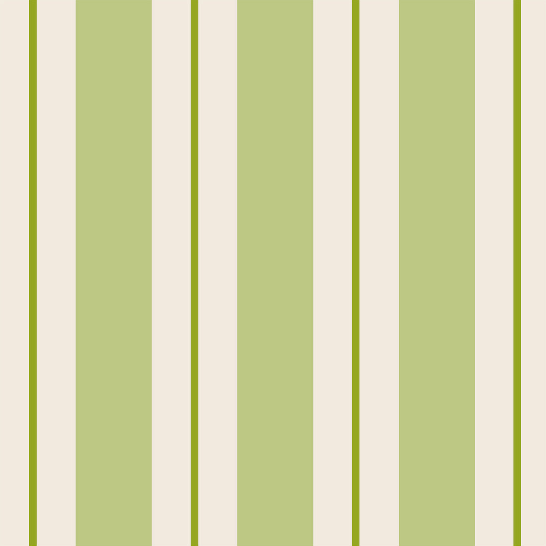 A square cocktail napkin featuring vertical light green and white stripes, with a bright green line centered in each white stripe.
