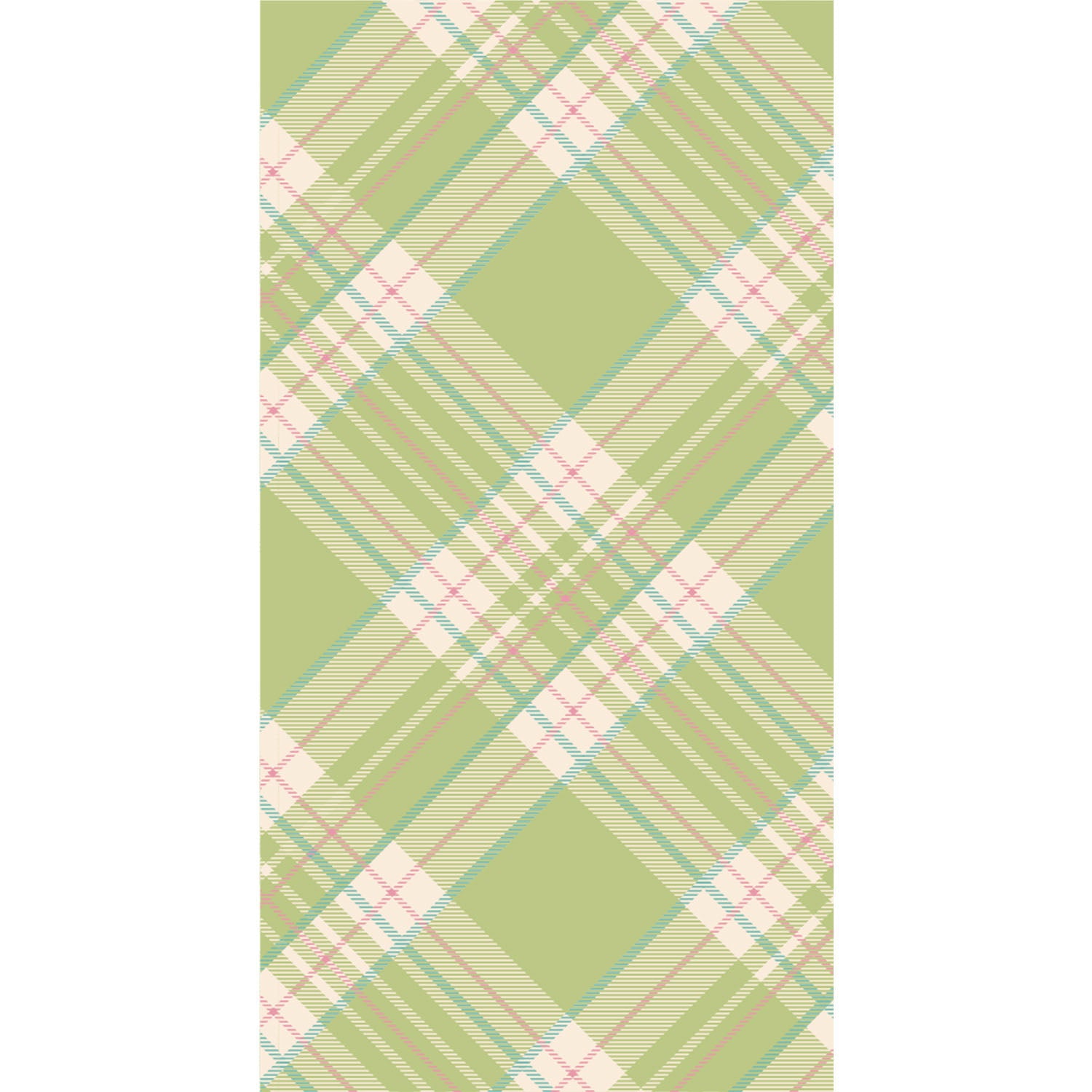 The Bright Green Plaid Guest napkin with a green, beige, and pink plaid pattern with diagonal intersecting lines, perfect for any Easter table setting.