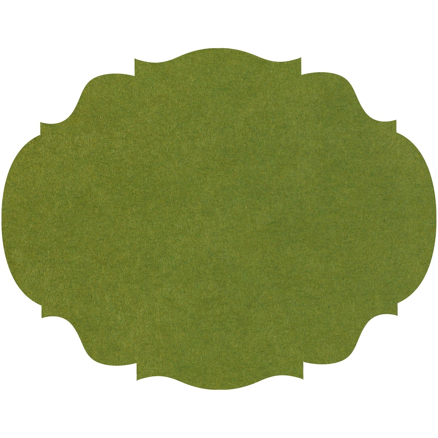 14" x 18" Die-cut green french frame placemat on white background.