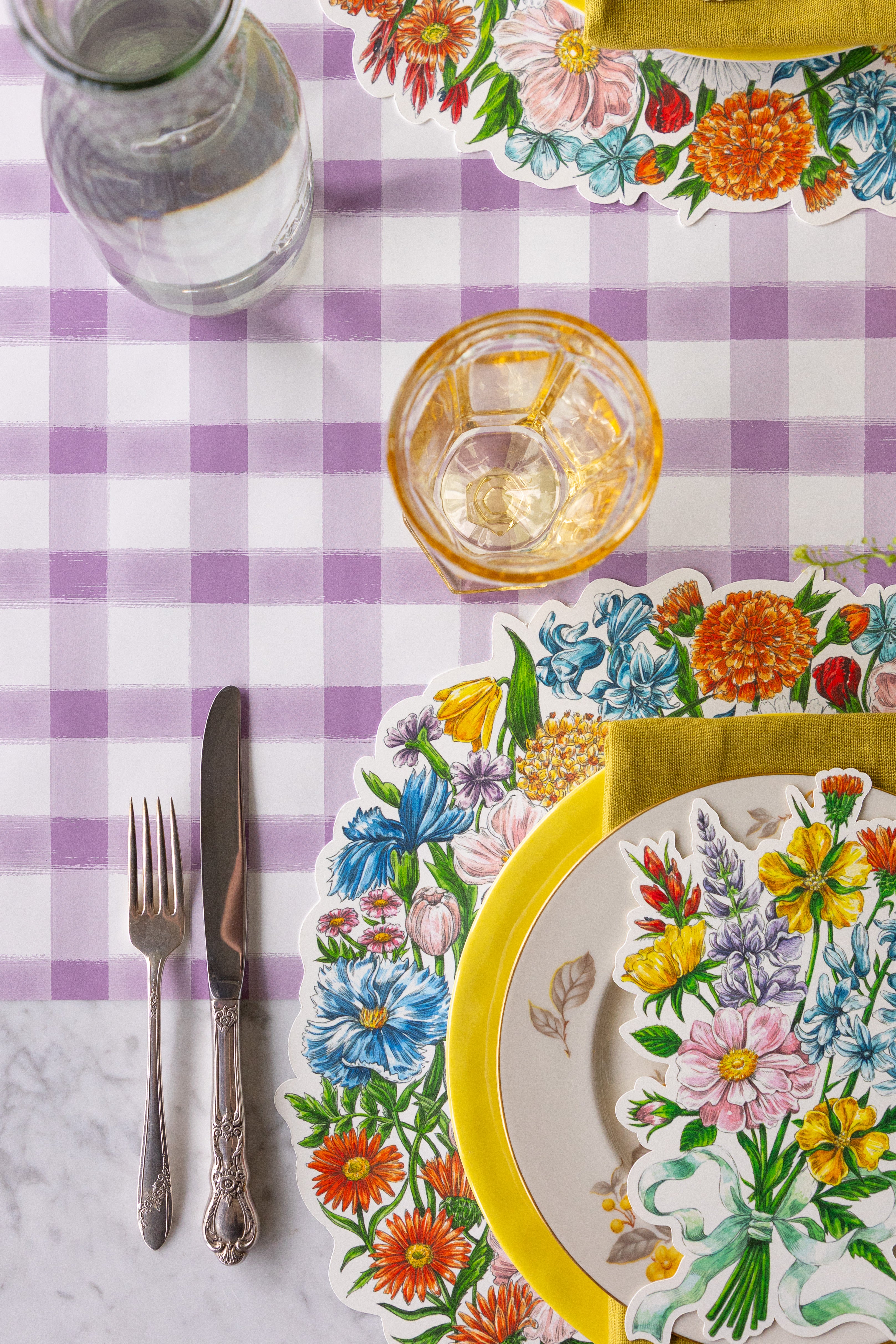 Lilac Painted Check Runner