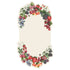 A die-cut oval card featuring partial frames of lush berries and leaves along the top and bottom edges. The center is a blank white space for personalization.