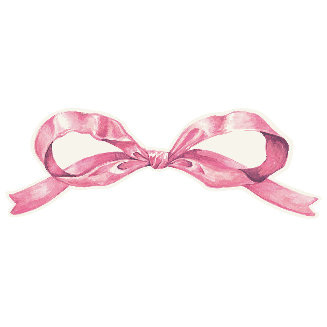 A die-cut illustrated pink ribbon tied into a simple elegant bow.