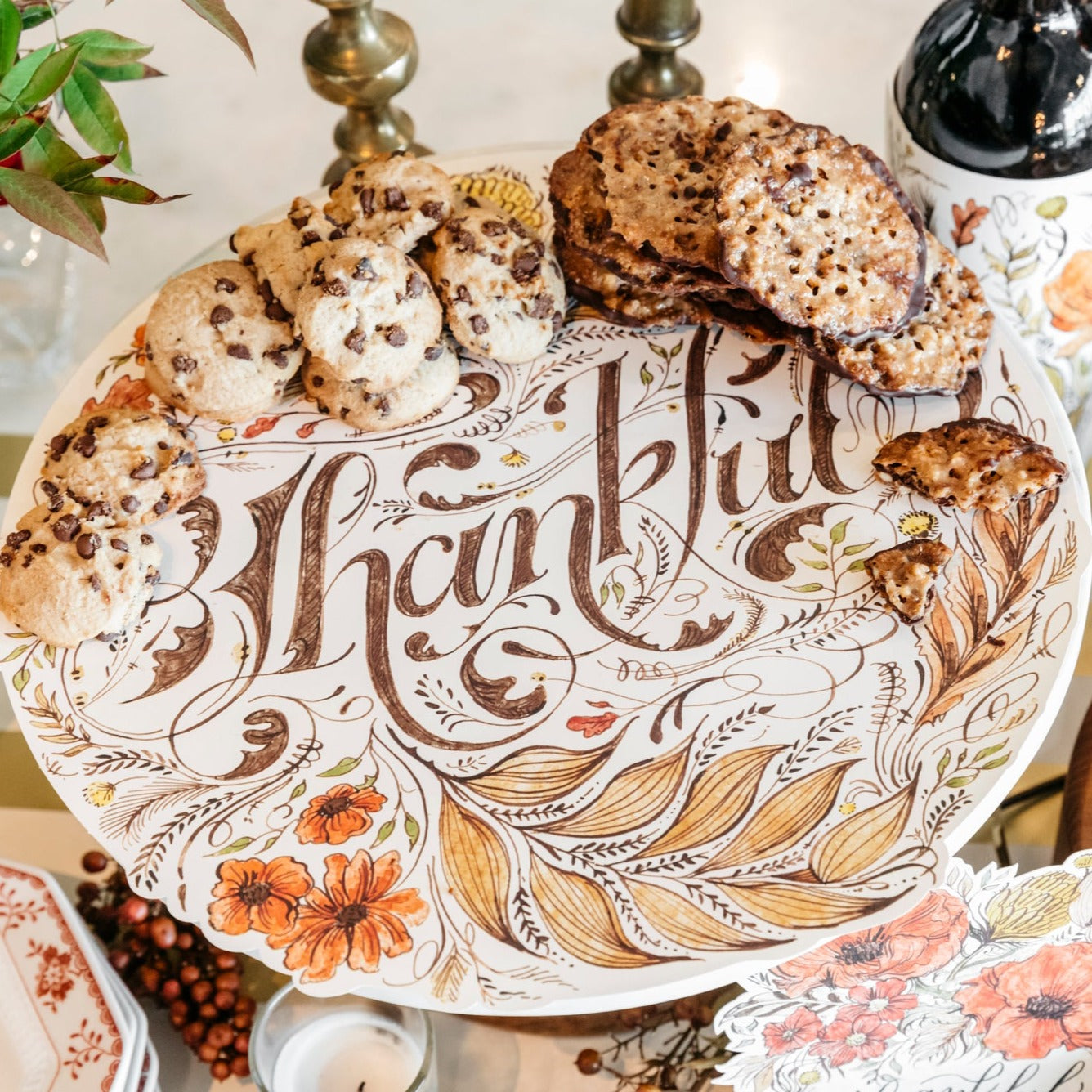 A collection of cookies arranged on a Thankful Serving Paper.