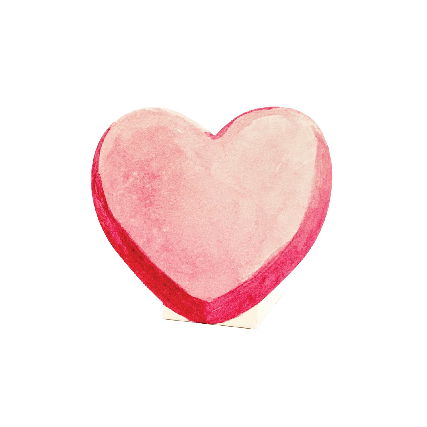 A die-cut, freestanding illustration of a pink candy heart.