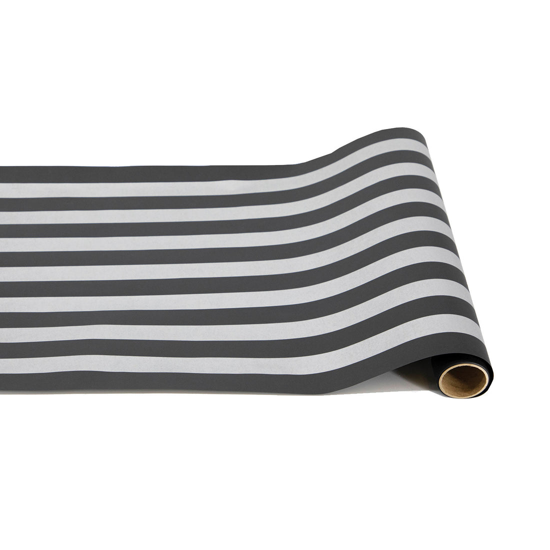 Paper roll with thick black and silver stripes running down the length of the paper.