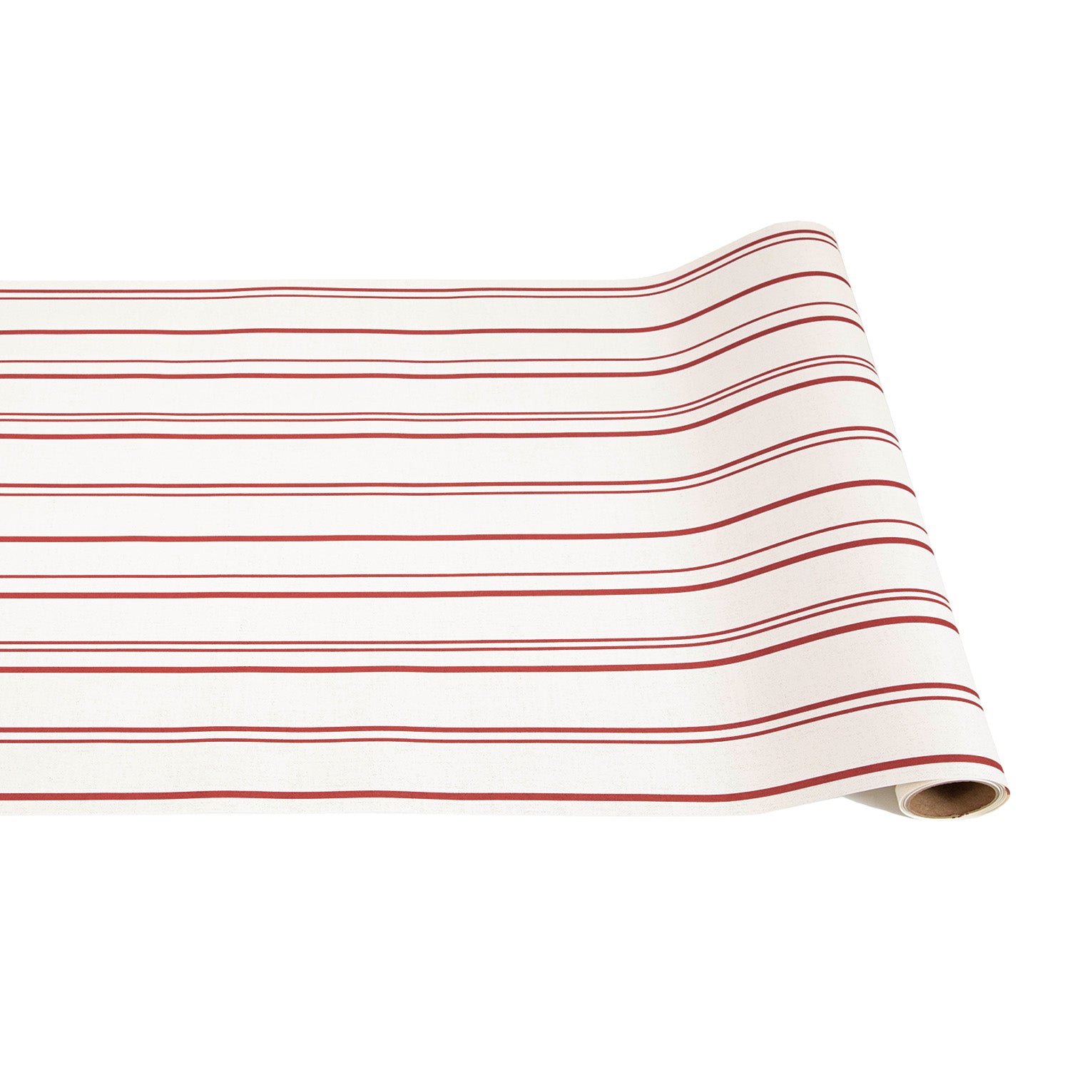 The Antique Red Stripe Runner partly unrolled against a white background.