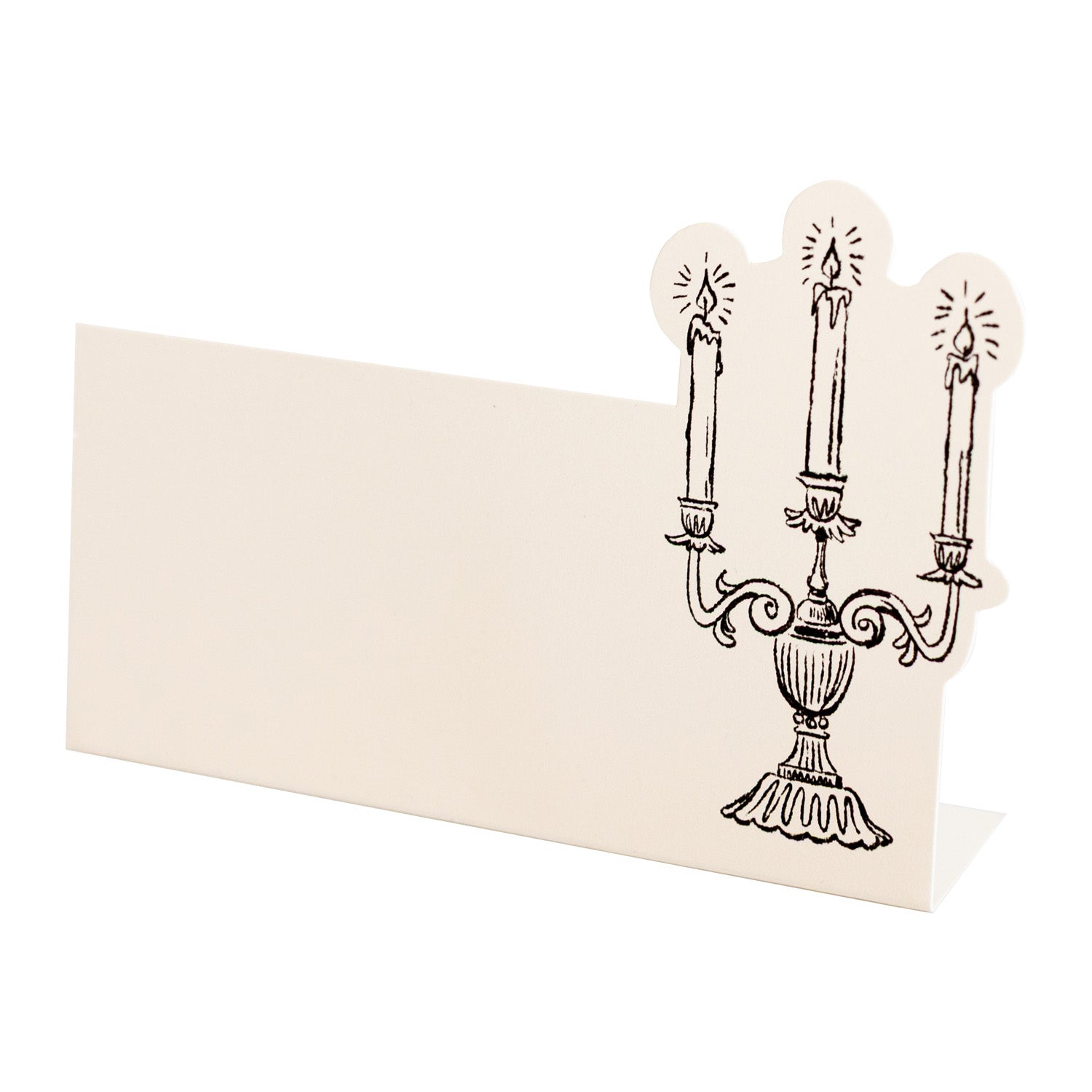 Candelabra Place Card featuring a candelabra and white space for writing.