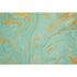 An abstract, marbled pattern of seafoam swirled randomly with shimmering gold.