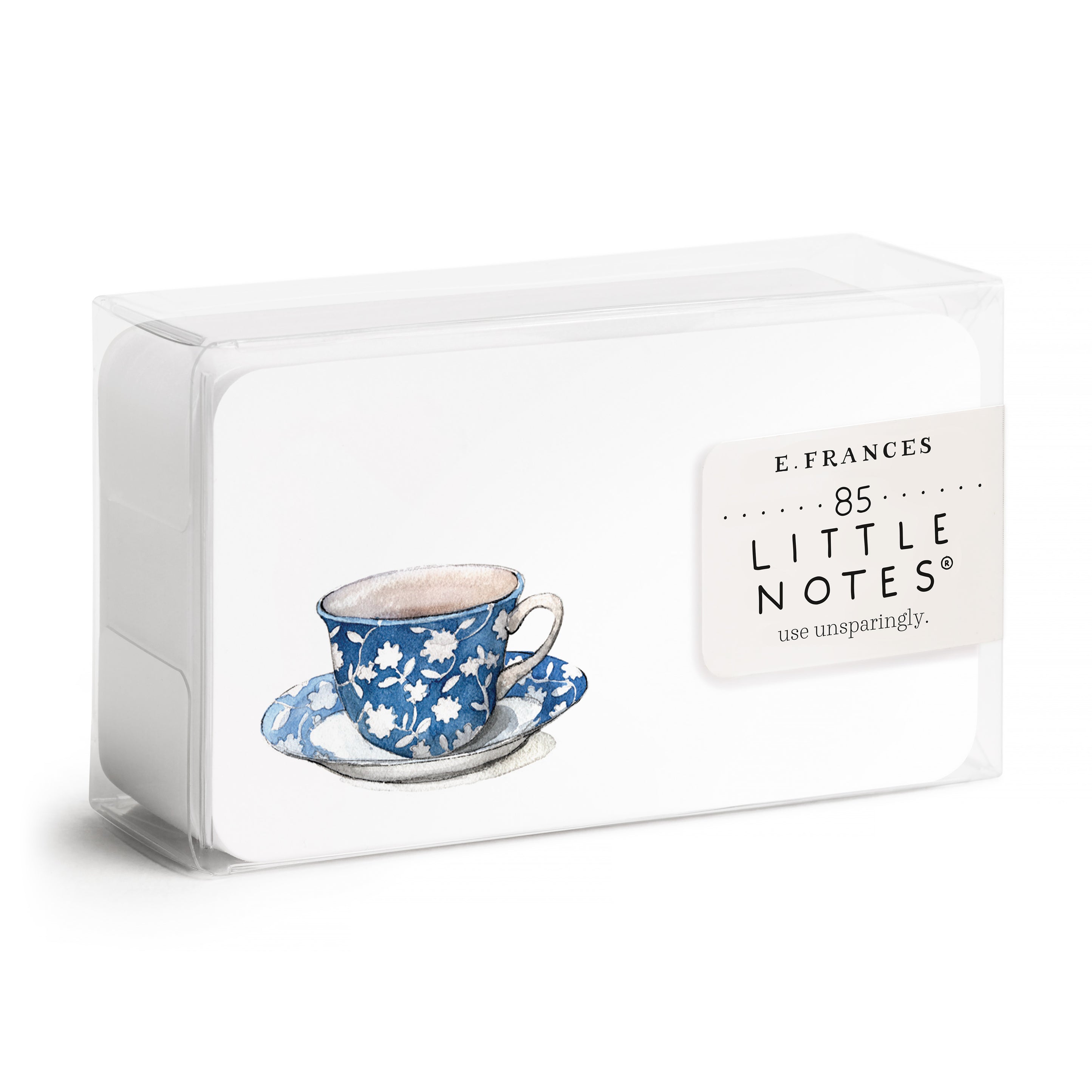 Pack of E. Frances Little Notes with a miniature teacup design on a white background.