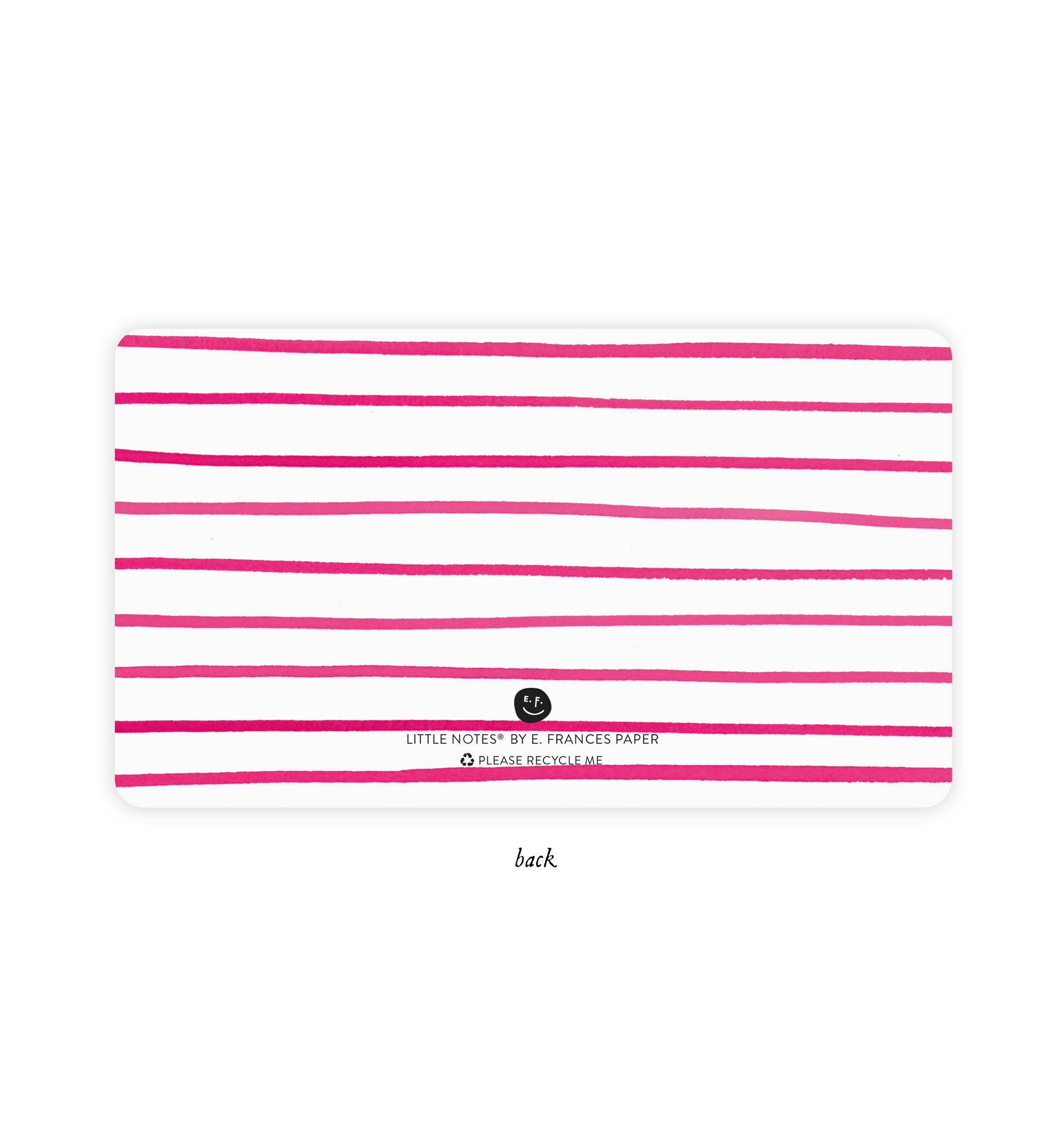 back of little notes with red & white stripe illustration on it.