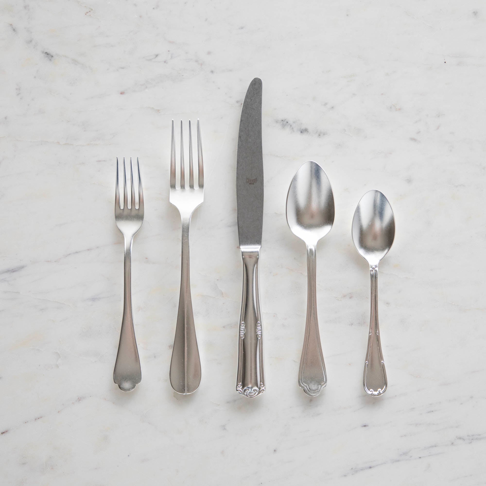 Vintage NOS Georg Jensen Mitra Matte 5-Piece Stainless Steel Place Setting