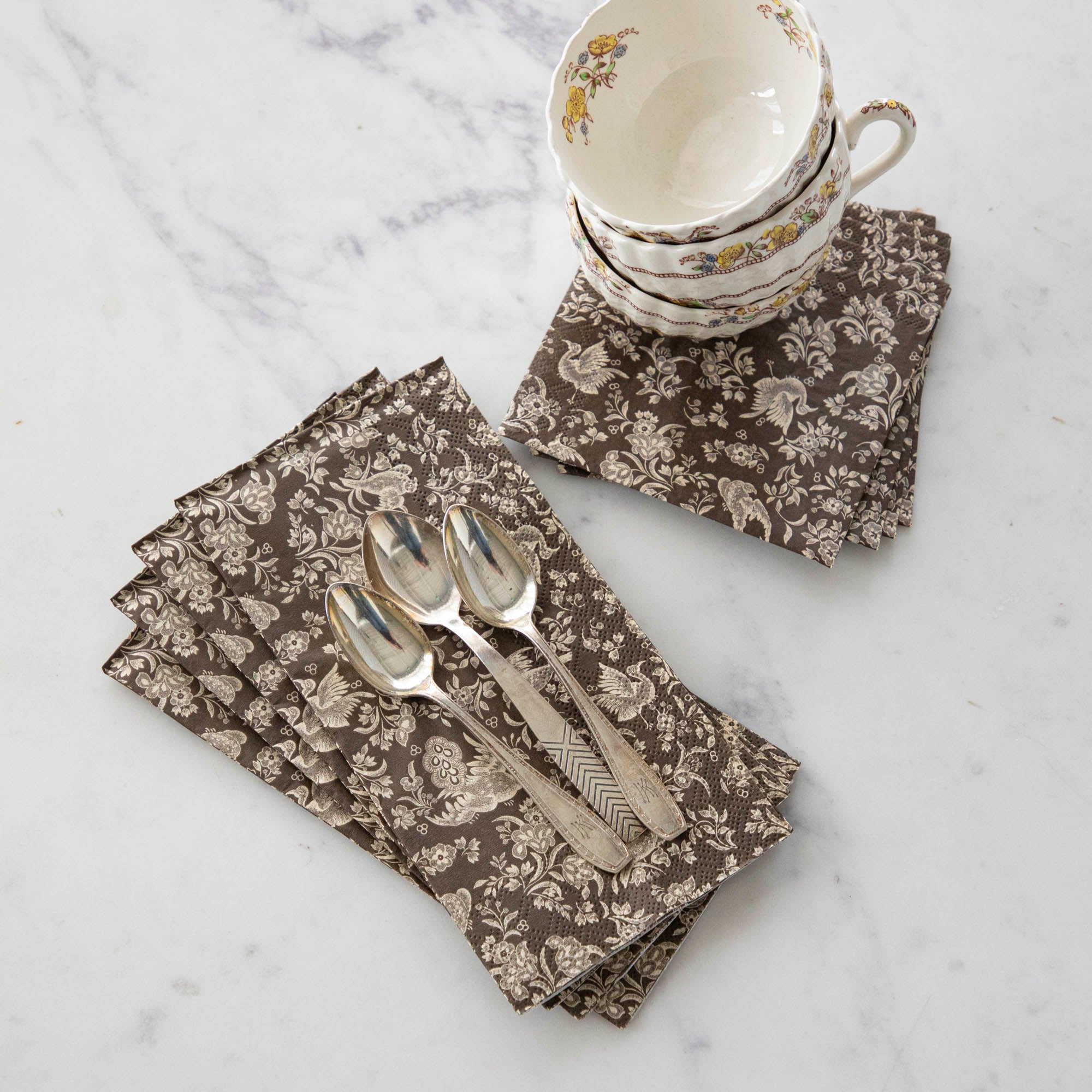 Brown Regal Peacock Cocktail Napkins