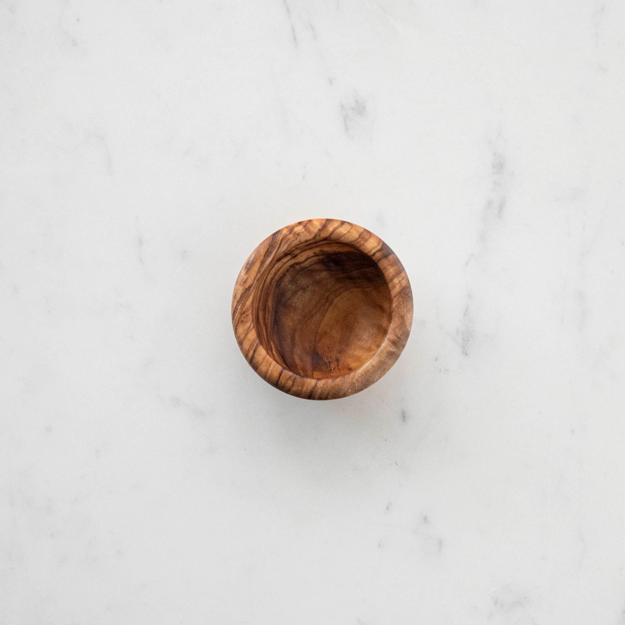 A Natural Olivewood Pinch Bowl, from above.