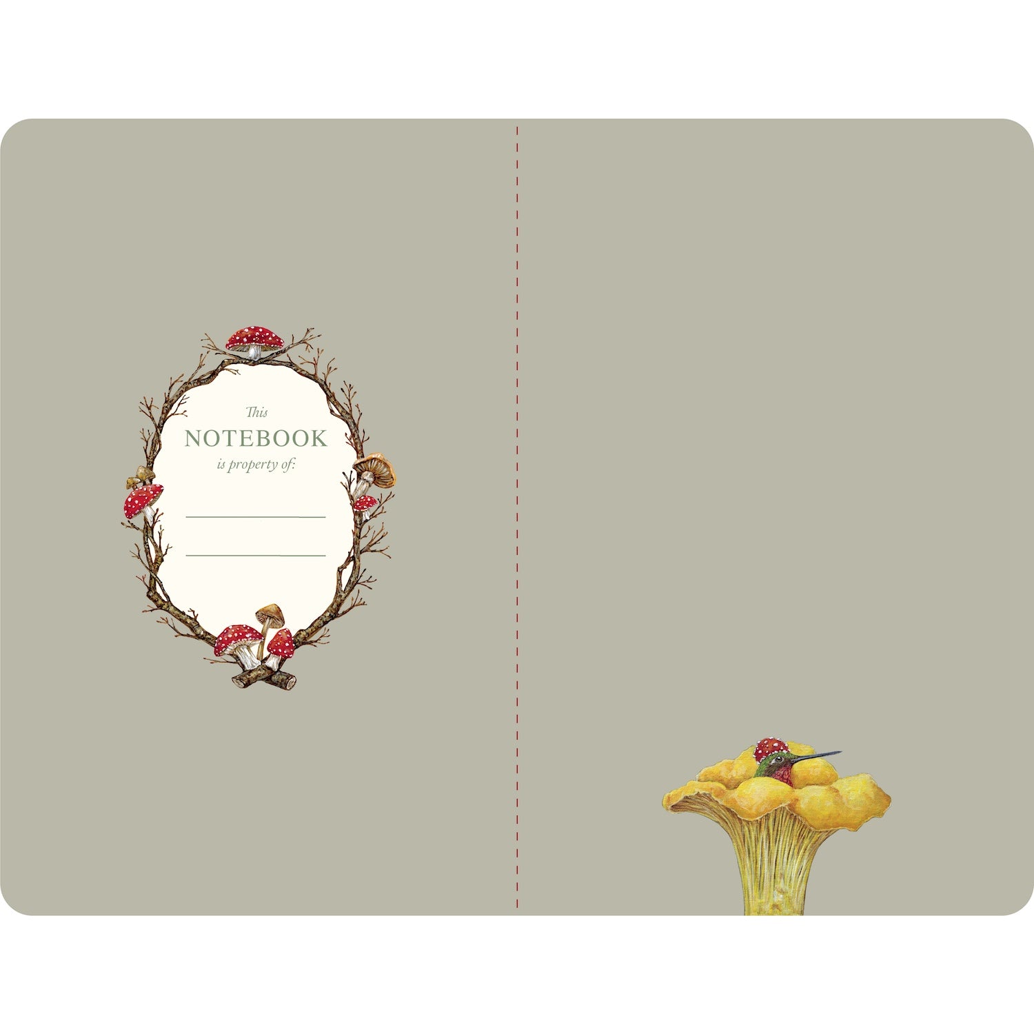 The grey inner cover of the notebook, with a place for the owner&