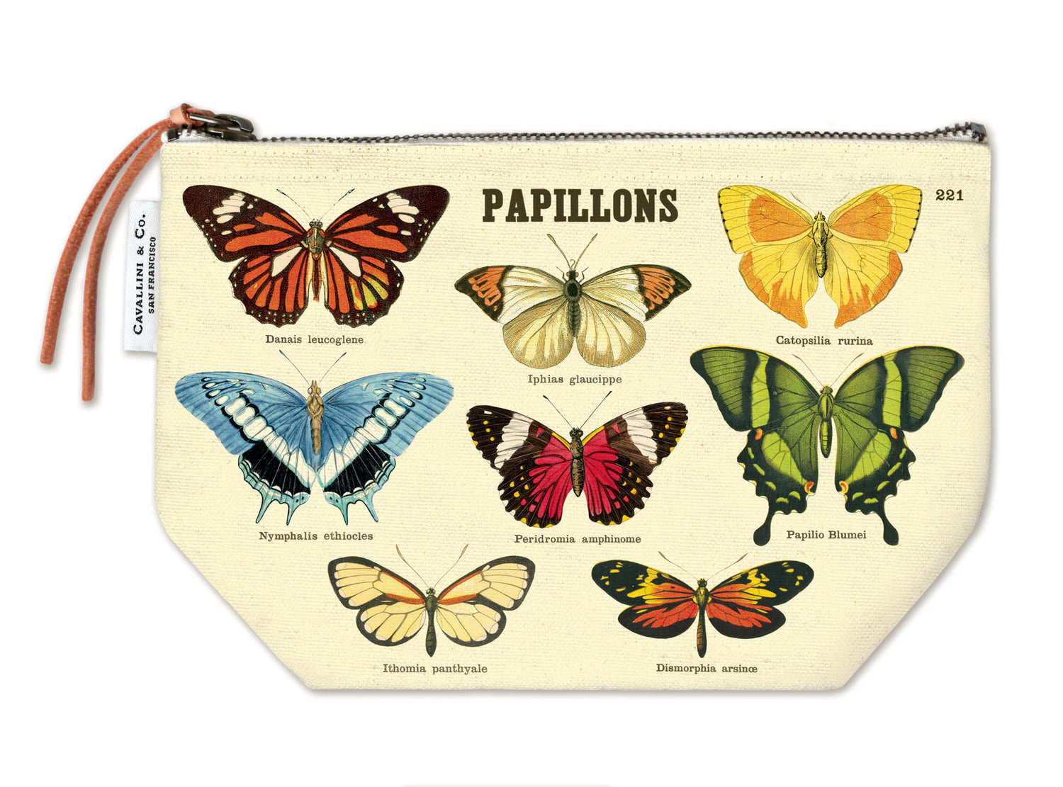 A zippered Vintage Pouch with flowers and birds on it, inspired by Cavallini Art Archives from Cavallini Papers &amp; Co.