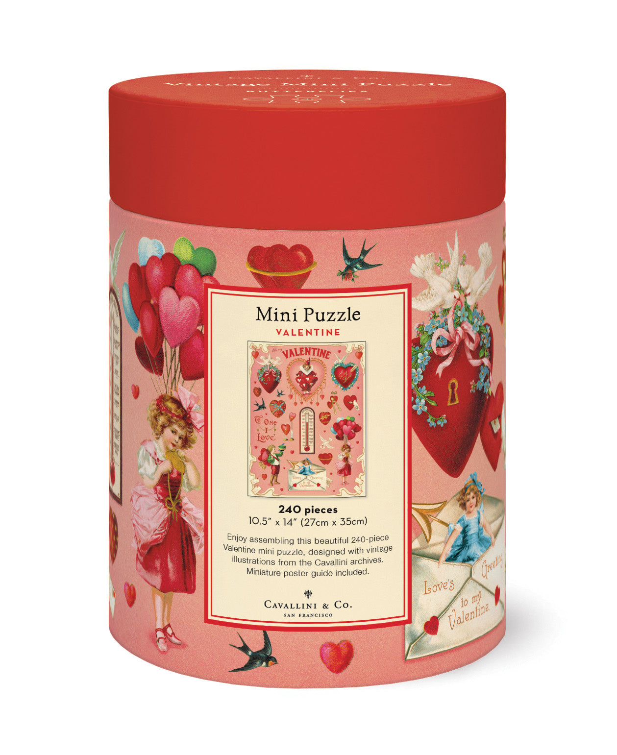 Cylindrical puzzle box with Valentine&