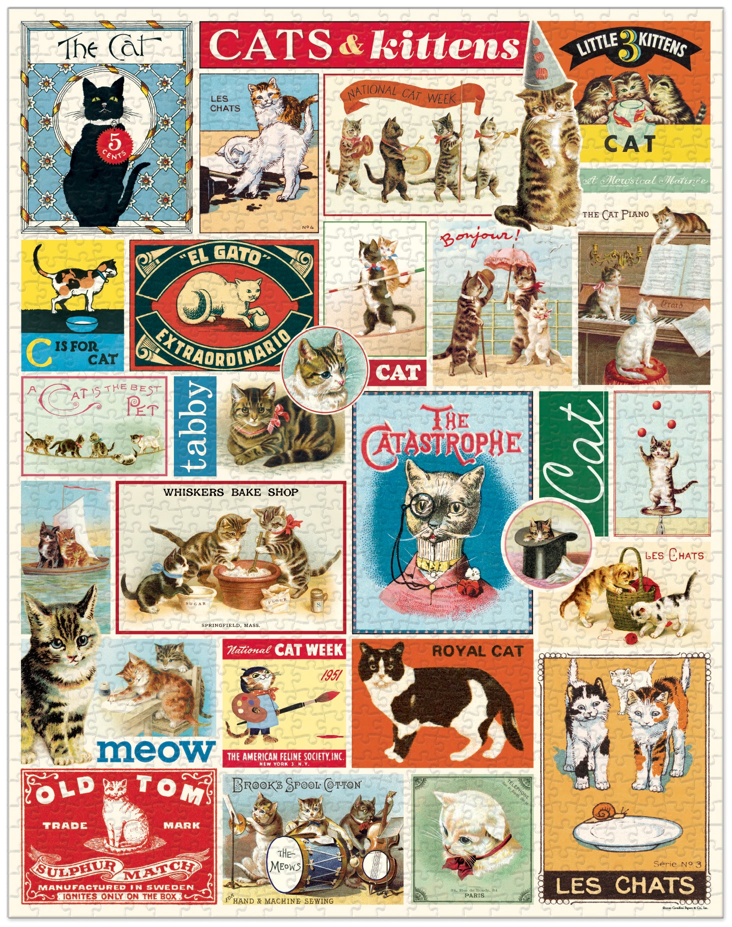 Puzzle of vintage cat images.