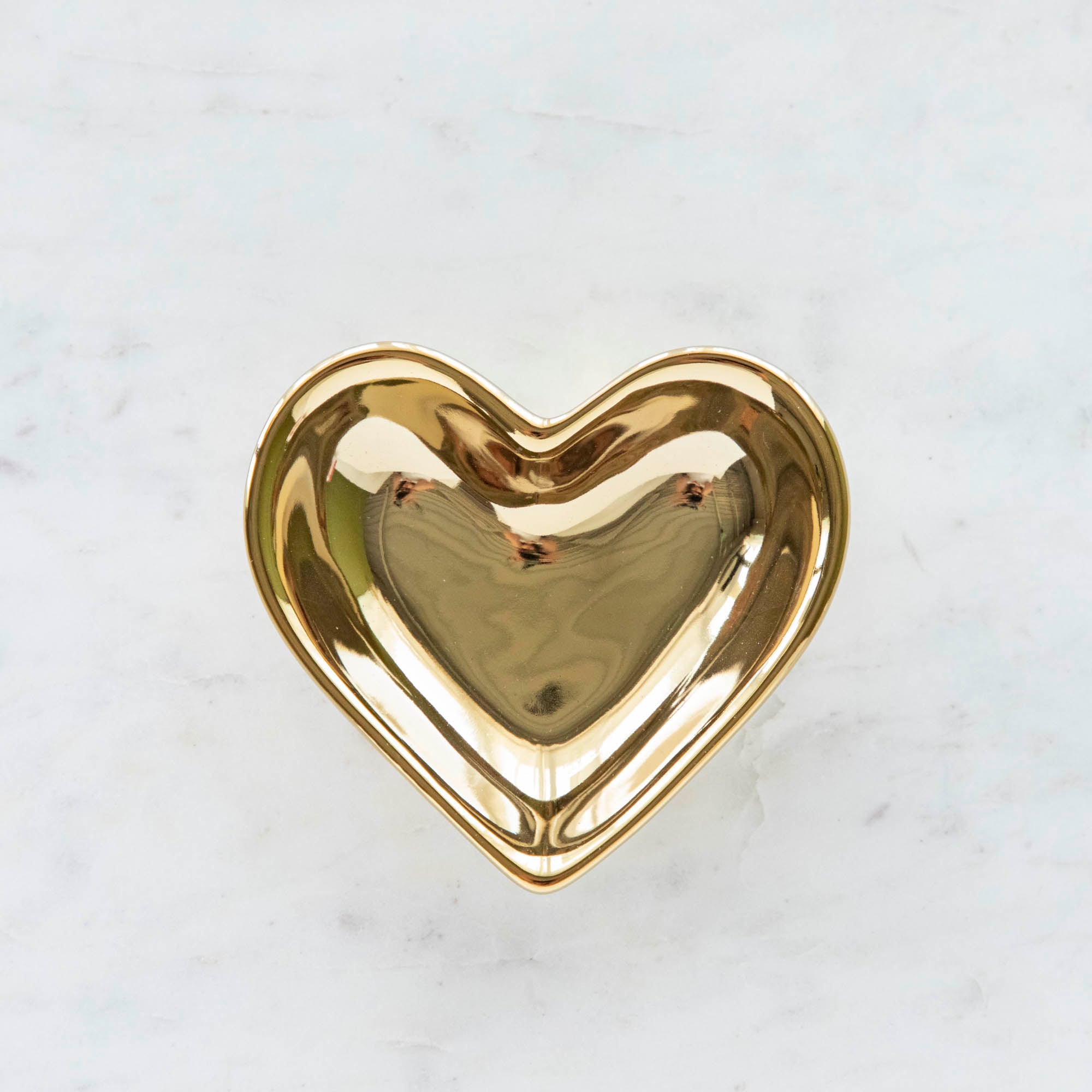 Gold Heart Shaped Pinch Bowl.