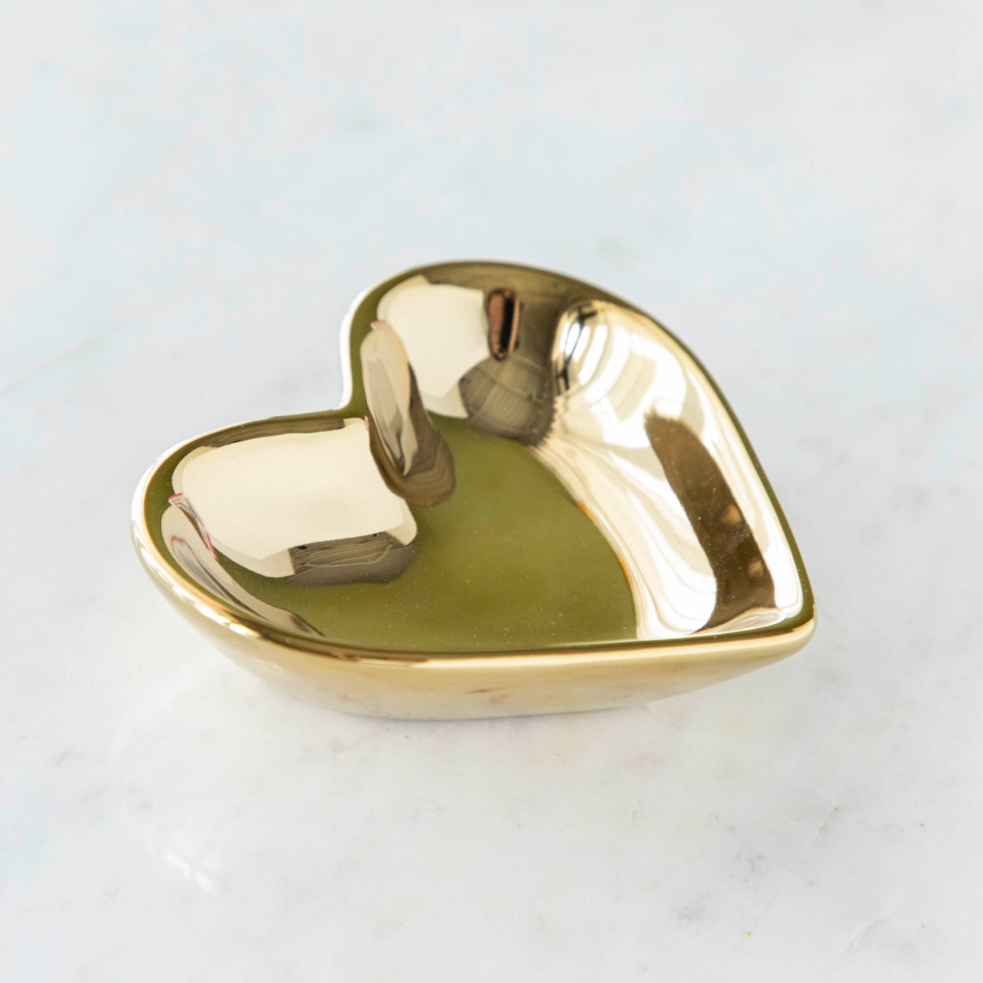 Gold Heart Shaped Pinch Bowl.