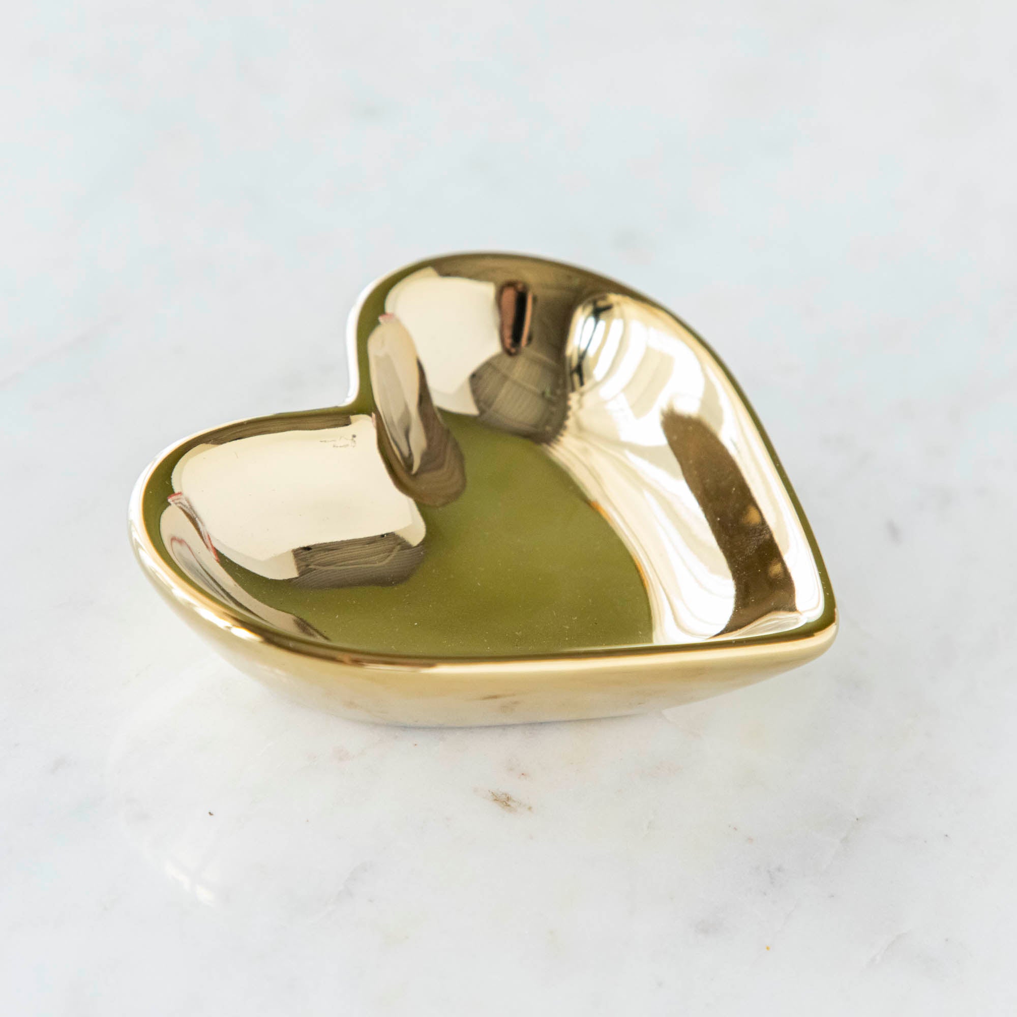 Gold Heart Shaped Pinch Bowl.