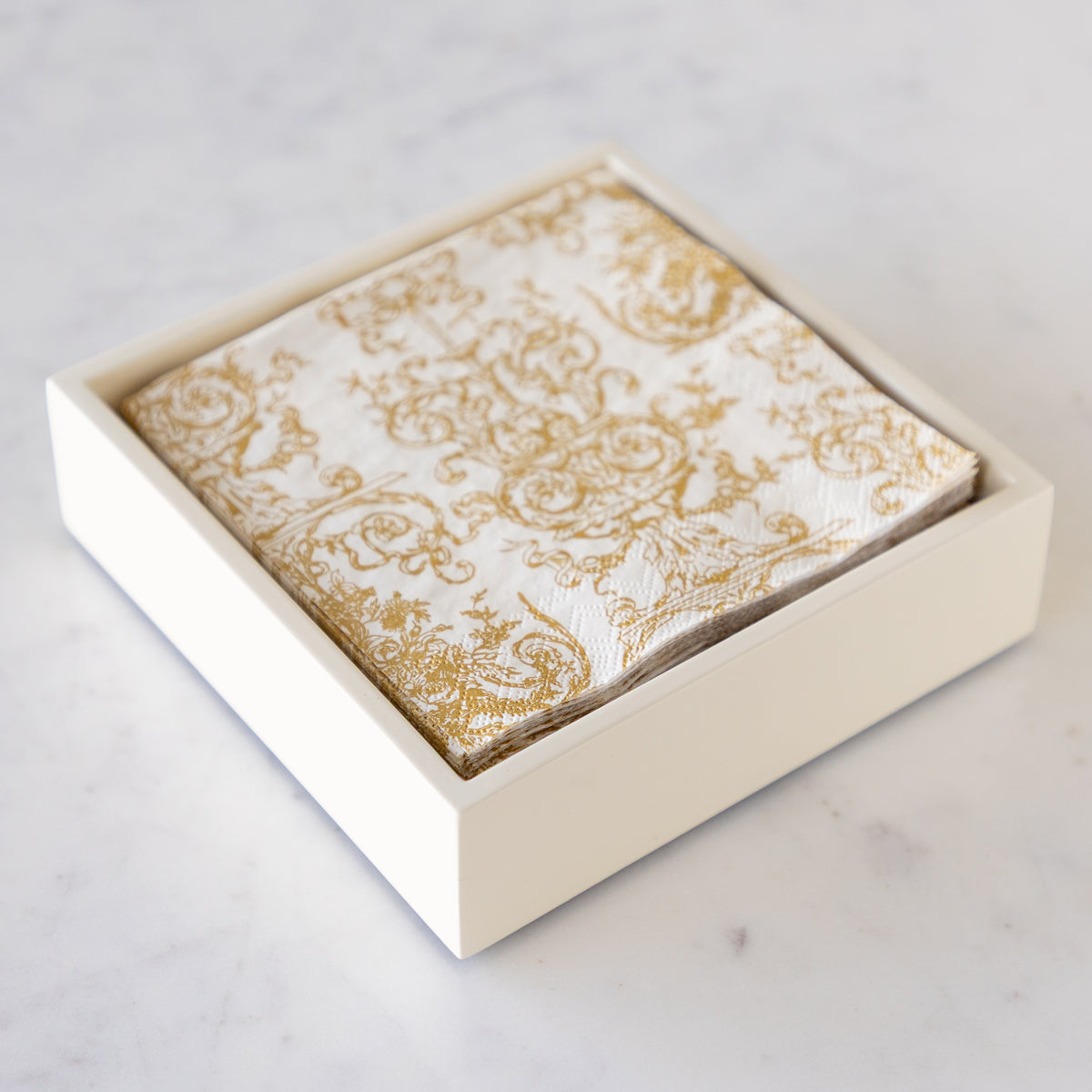 Cream Lacquer Napkin Holder/Tray