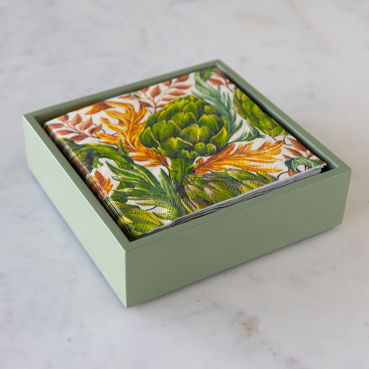 Artichoke Lacquer Napkin Holder/Tray