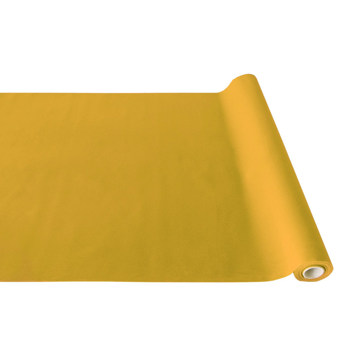 Roll of yellow fabric on a white background