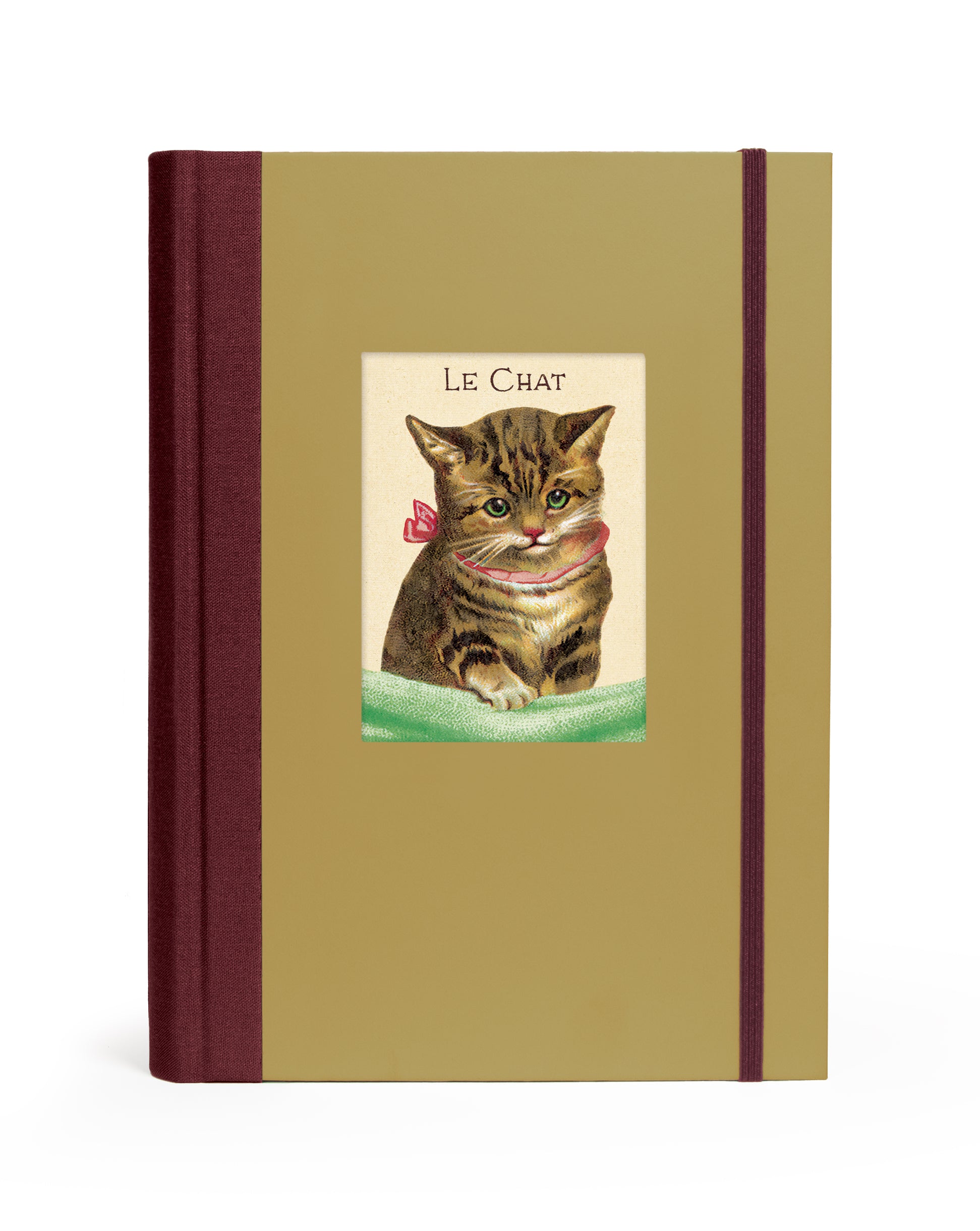 Notebook with a cat illustration on the cover, titled &