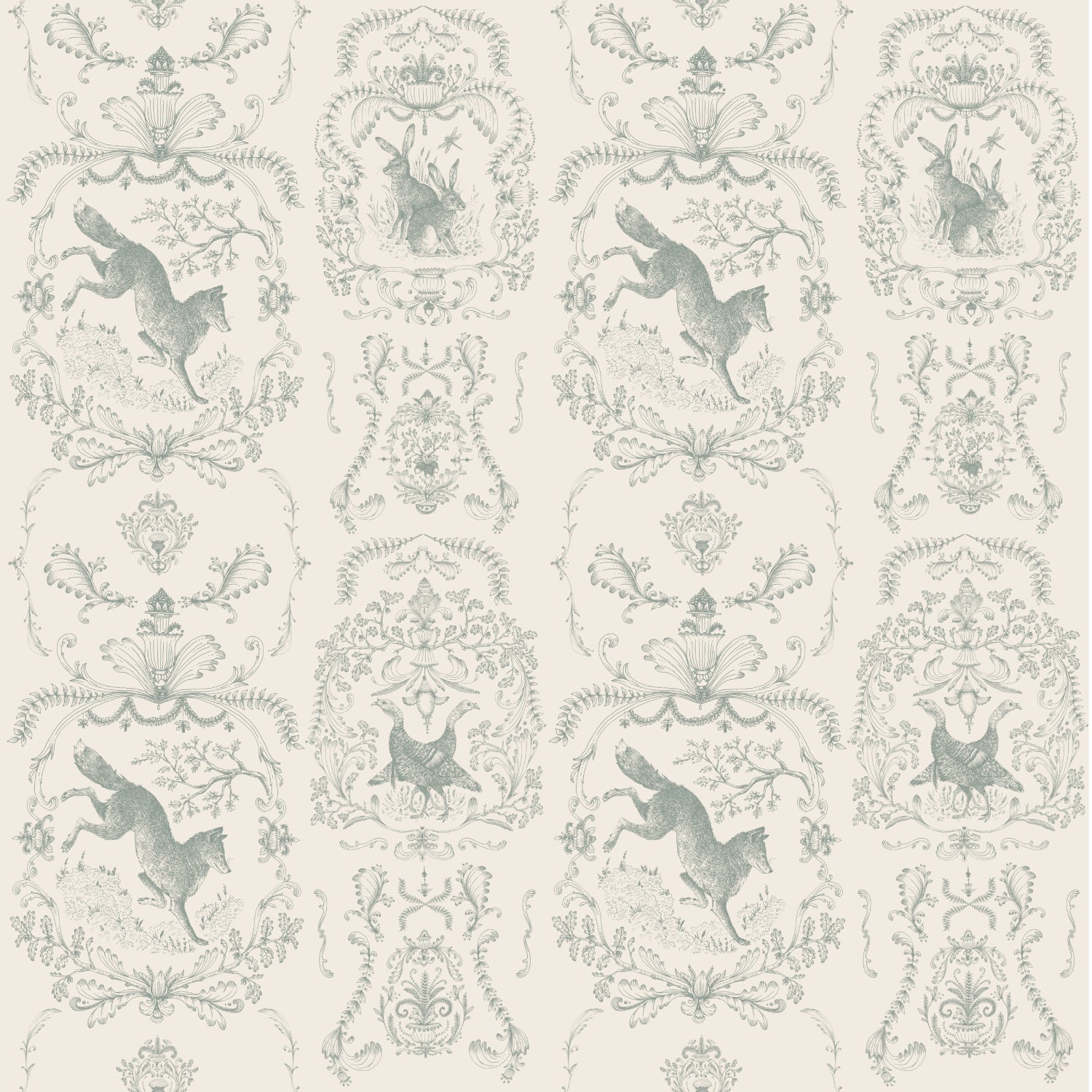 Slate Fable Toile Wallpaper
