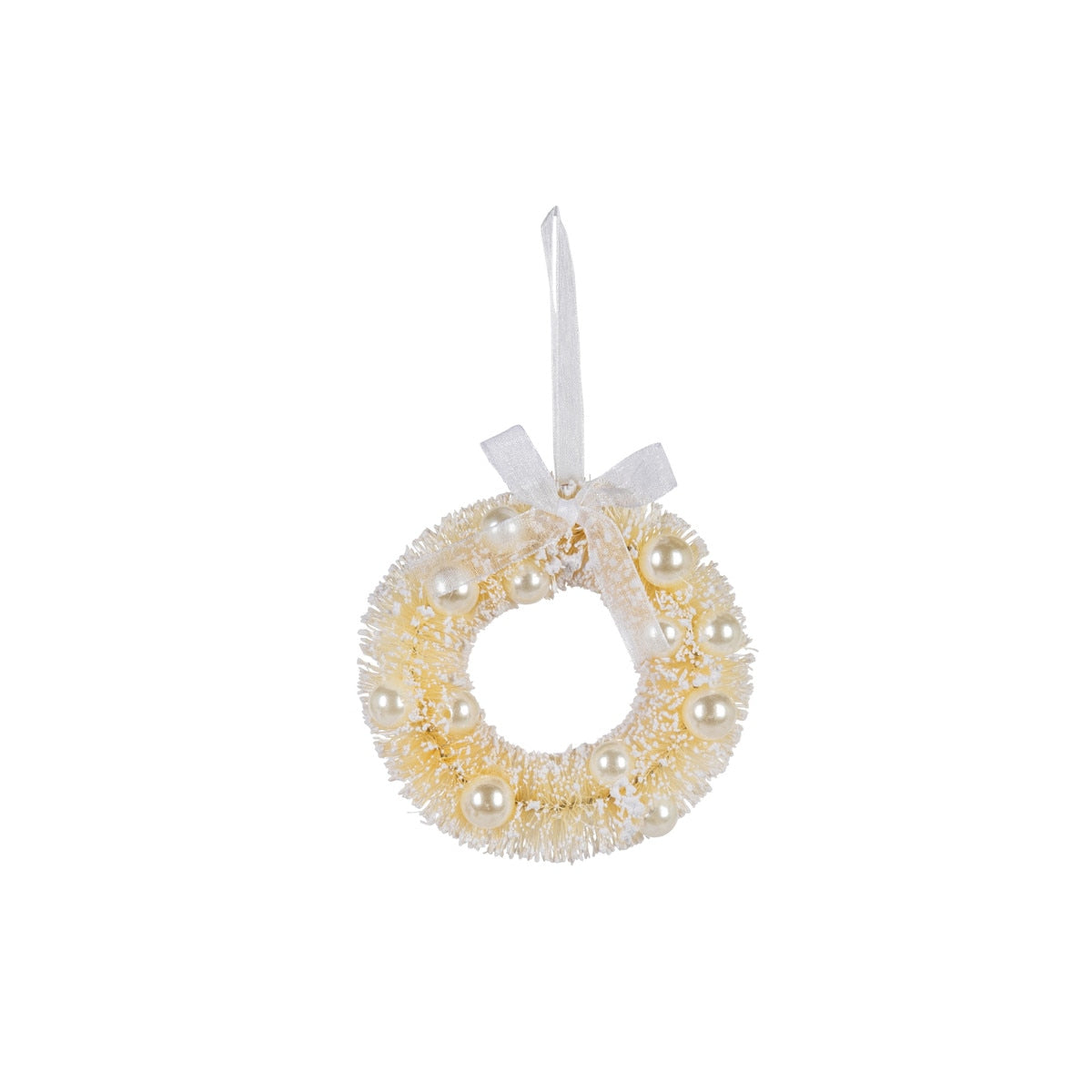 Decorative wreath with pearls on a white background.
