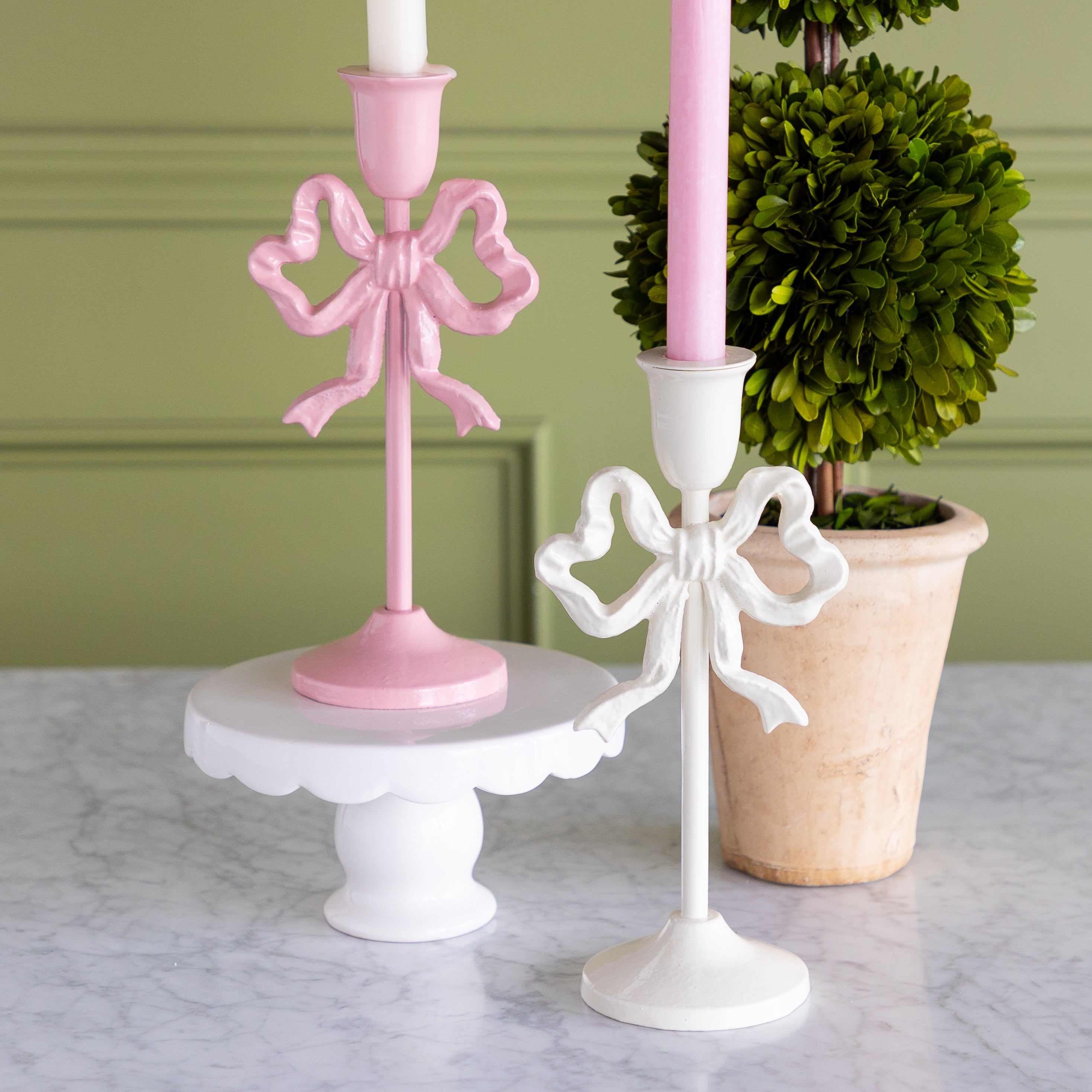 Metal Bow Taper Candle Holder