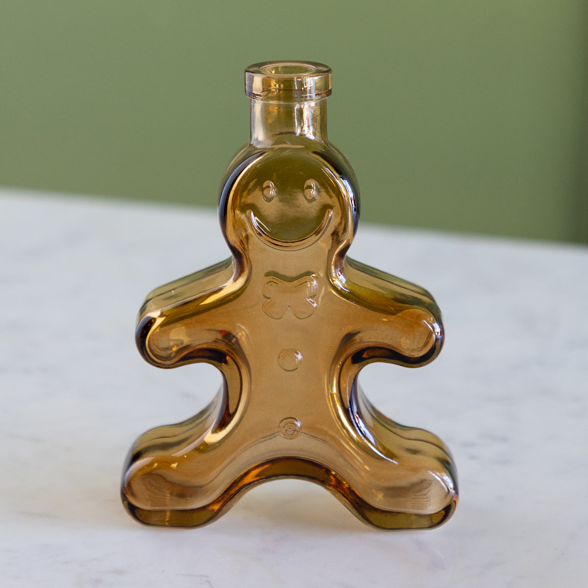 Brown Glass Gingerbread Shaped Taper Holder/Vase
