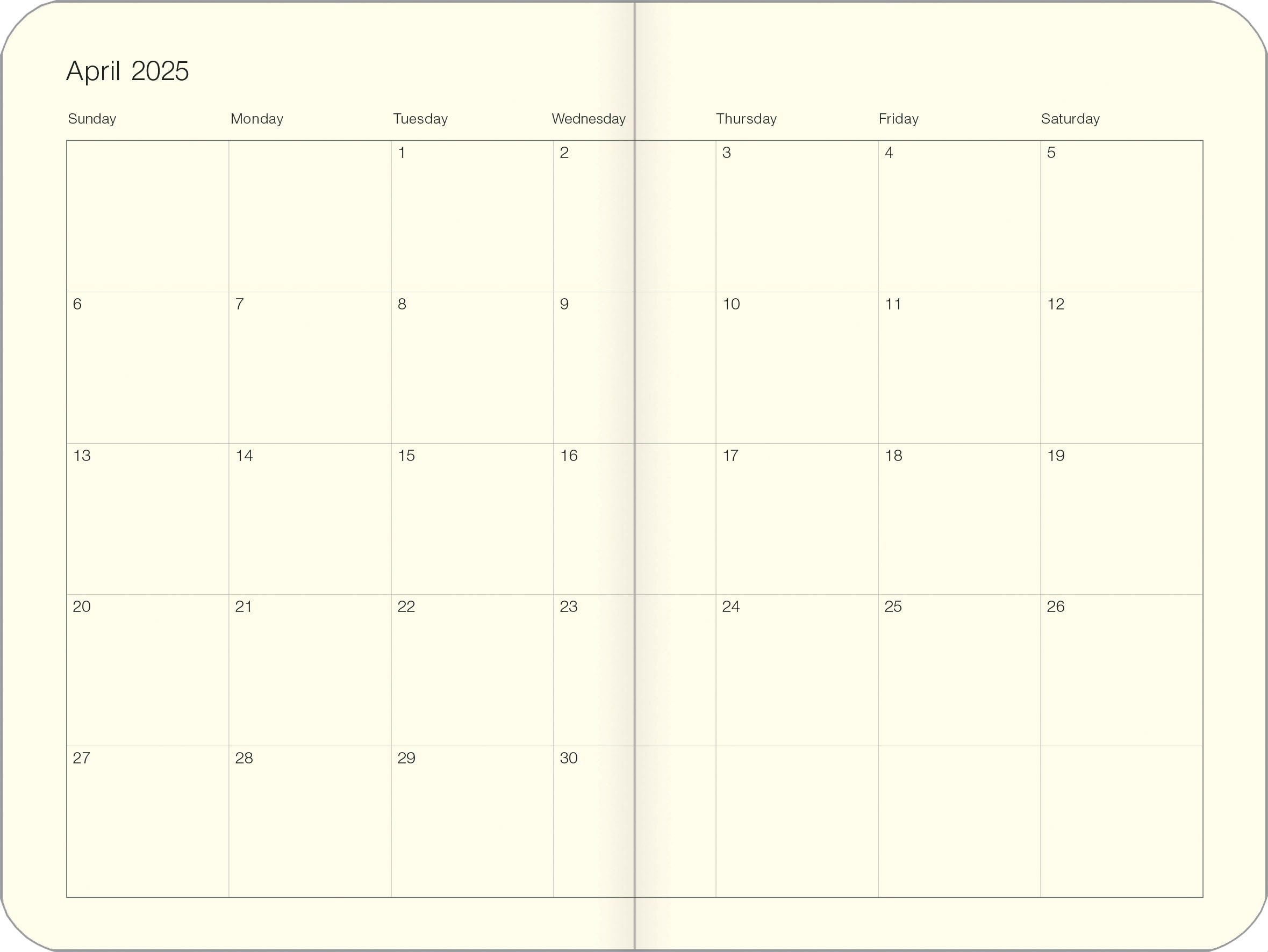 Inside month view of planner.