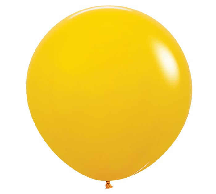Three foot Deluxe honey yellow balloon on a white background.