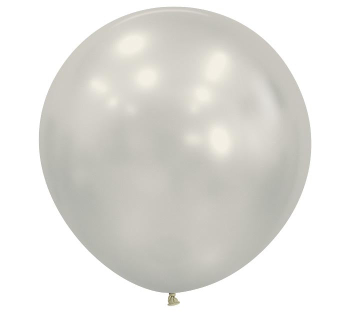 Twenty four inch Silk Oyster White Balloon on a white background.