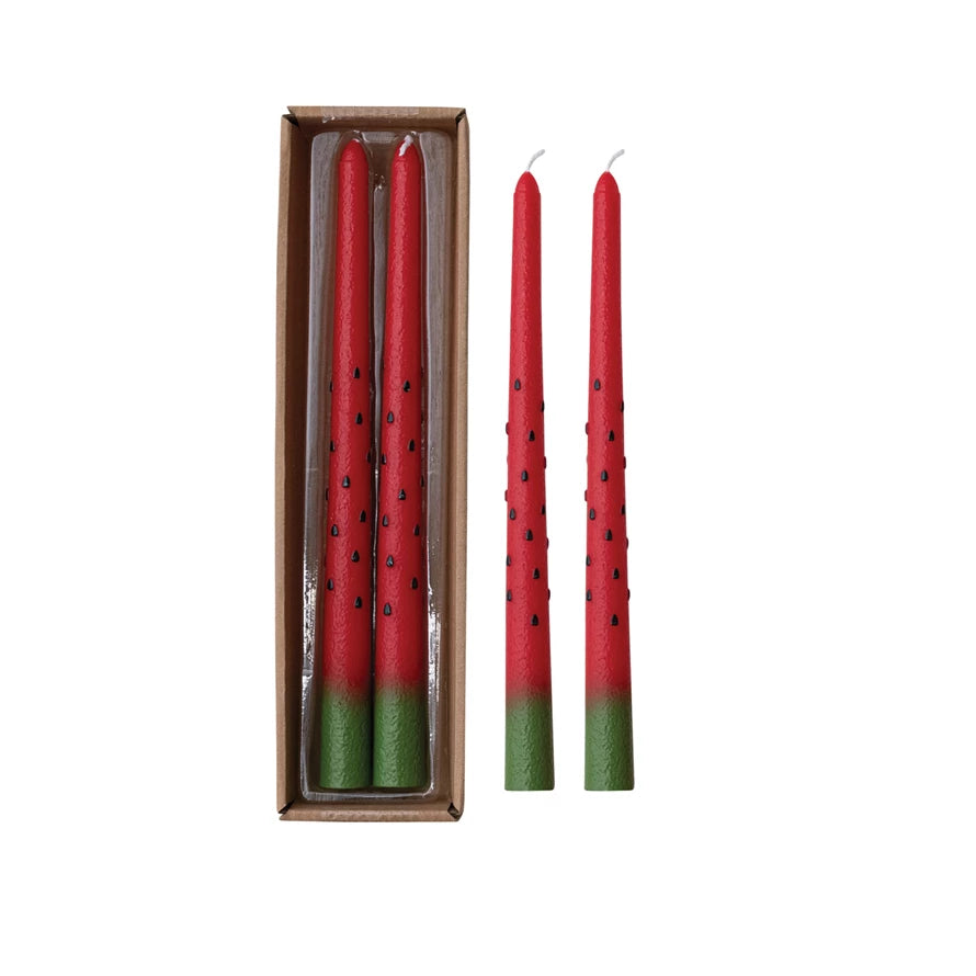 Watermelon Taper Candle, Set of 2