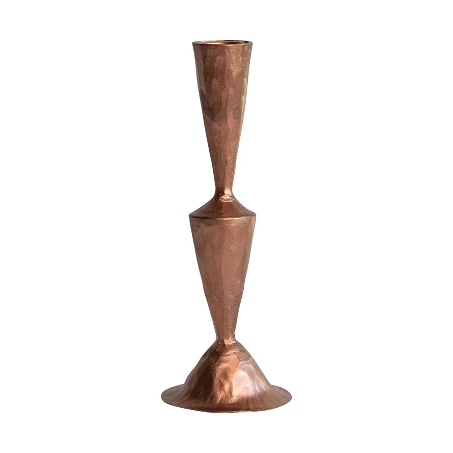 Copper Hand-Forged Cast Iron Taper Candle Holder in option 4 style.