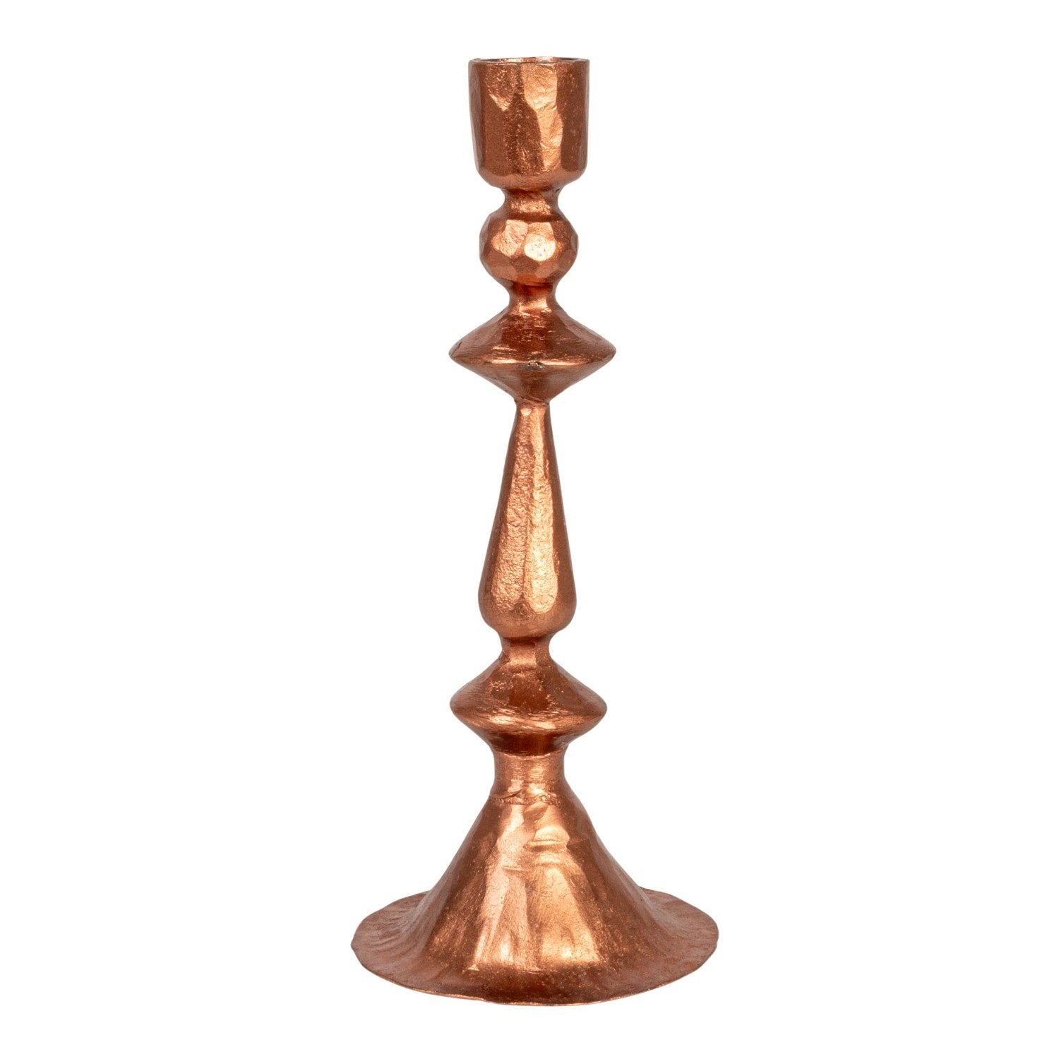 Copper Hand-Forged Cast Iron Taper Candle Holder in option 1 style.