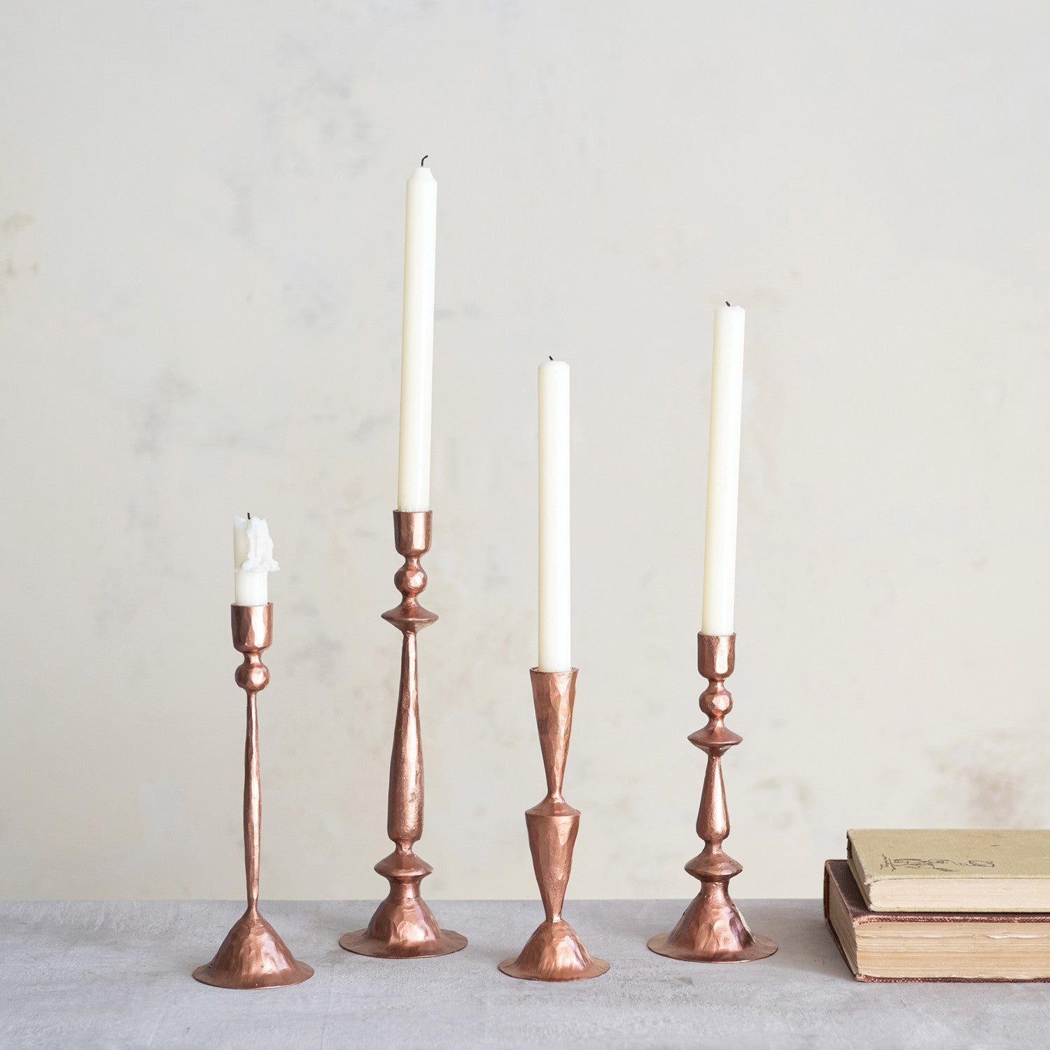 Copper Hand-Forged Cast Iron Taper Candle Holder