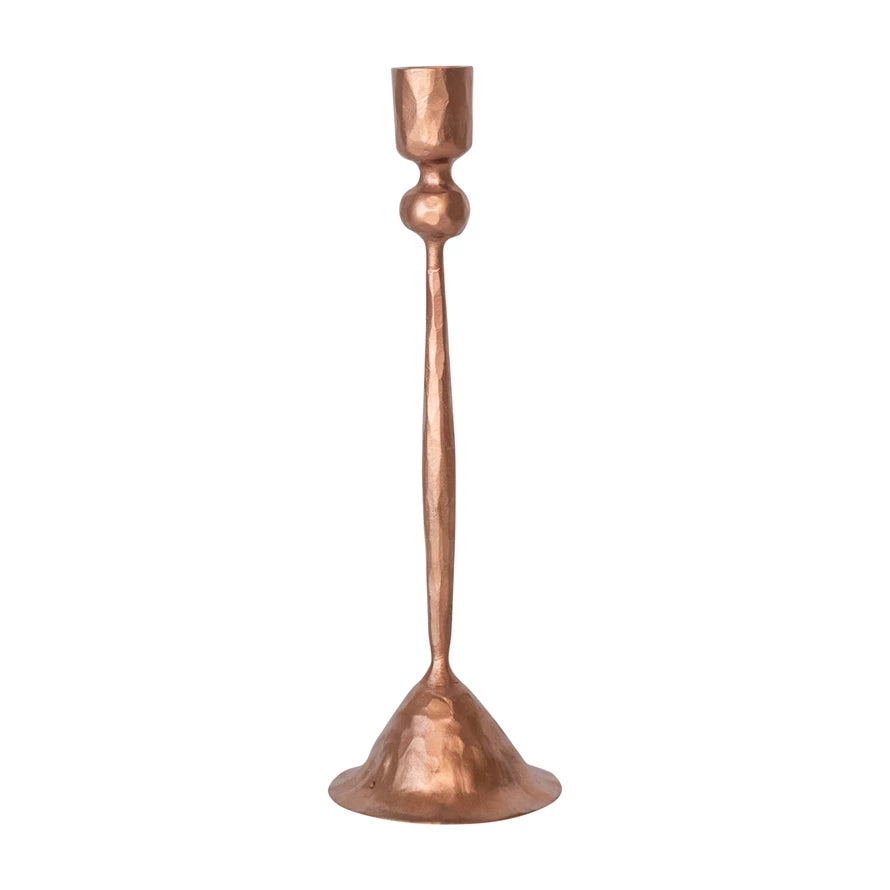 Copper Hand-Forged Cast Iron Taper Candle Holder in option 3 style.