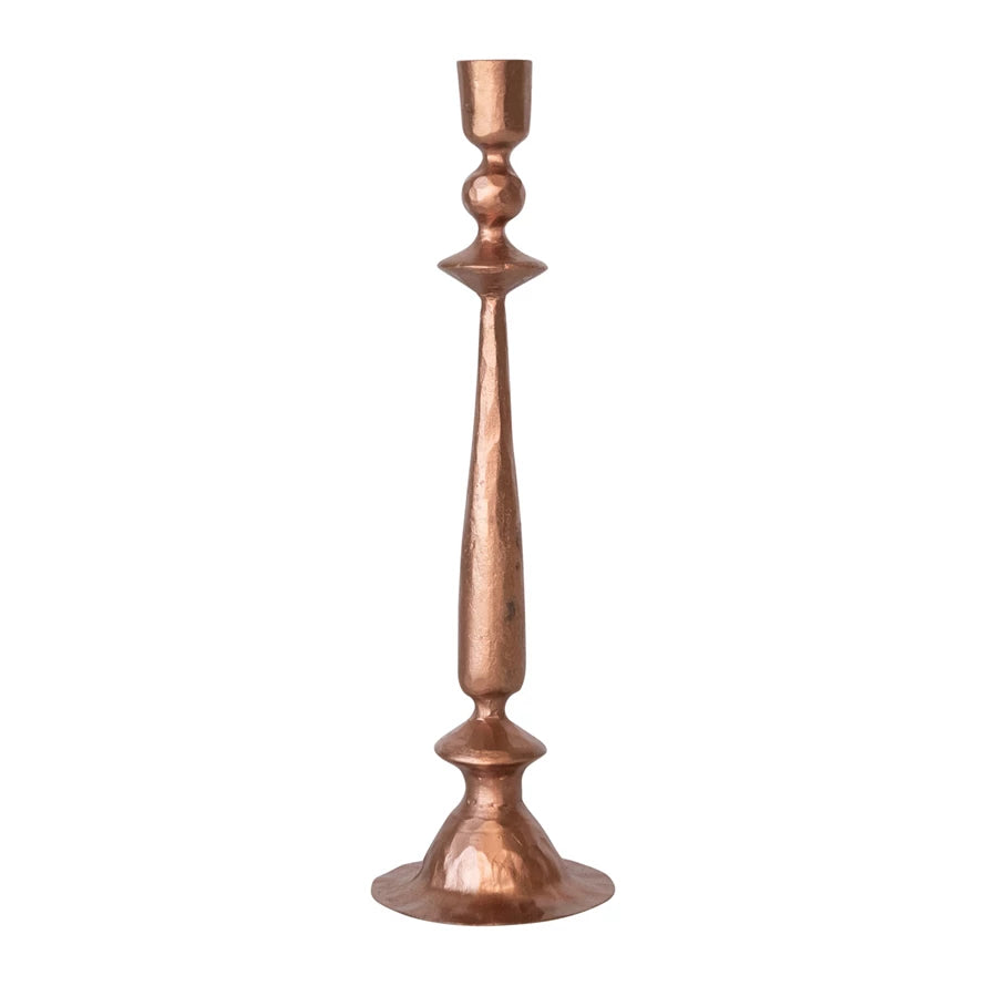Copper Hand-Forged Cast Iron Taper Candle Holder in option 2 style.