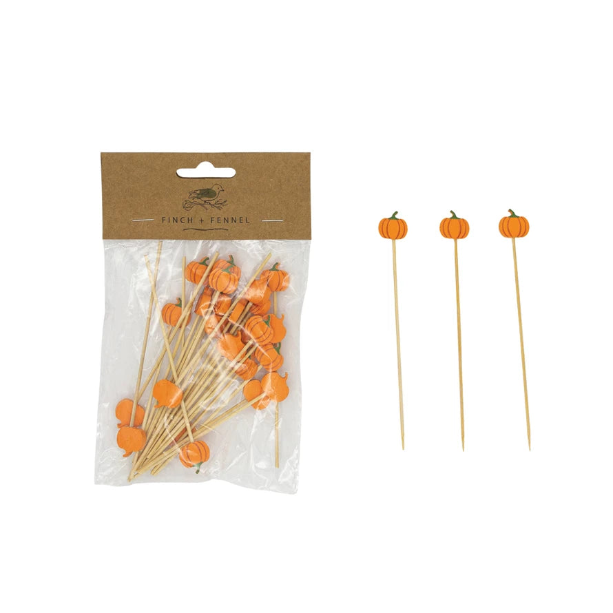 Pumpkin Bamboo Skewers Set of 50