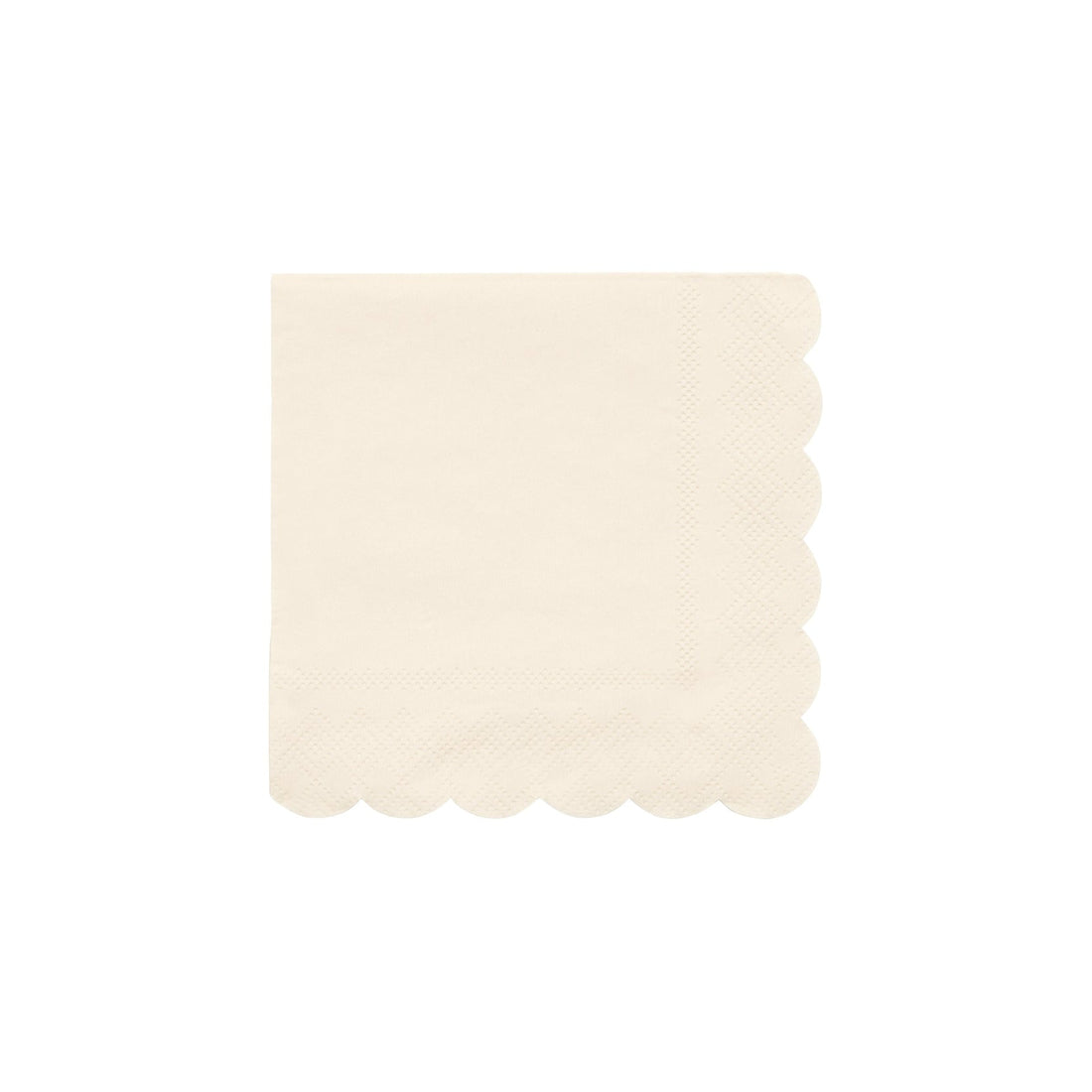 A single Cream Eco Napkin by Meri Meri with scalloped edges against a plain background.