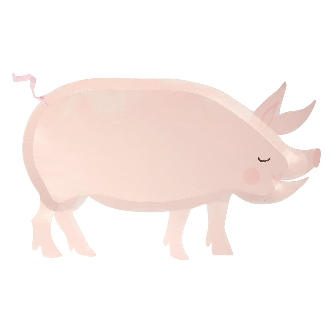 Illustration of a cartoon pig with a simple, eco-friendly design on a white background from the Meri Meri On the Farm Pig Plates.