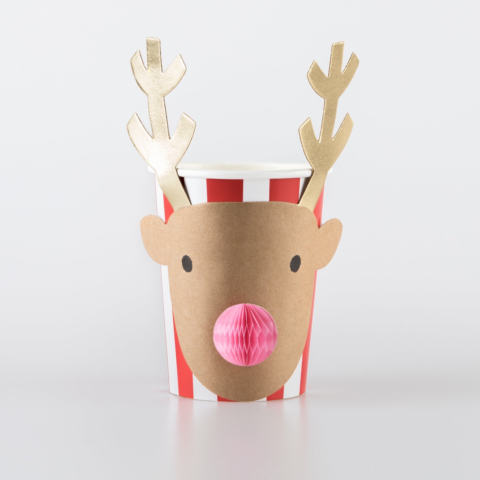 Close up of Reindeer Christmas Honeycomb Cup